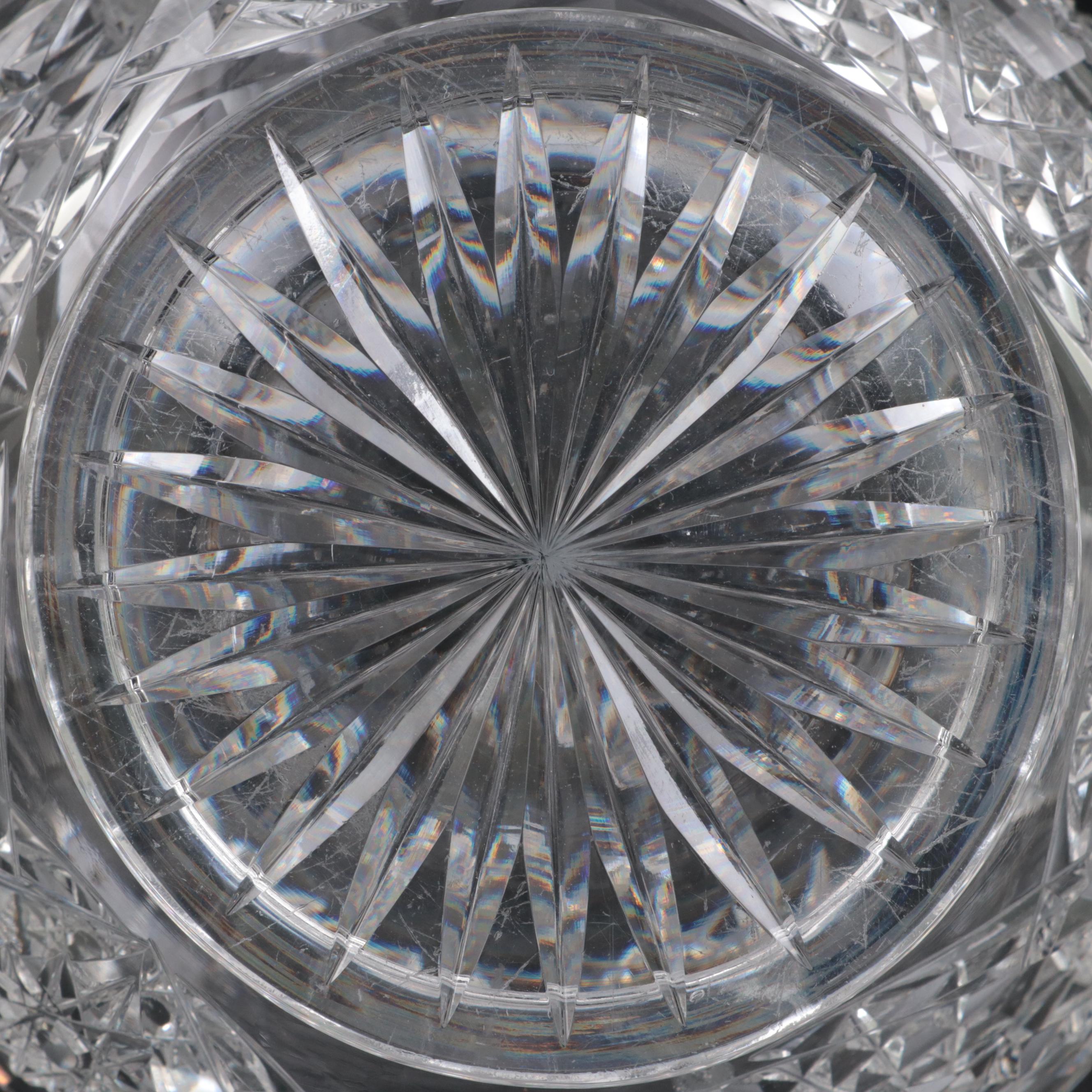 American Brilliant Fan, Hobstar, and Brunswick Star Cut Glass Decanter