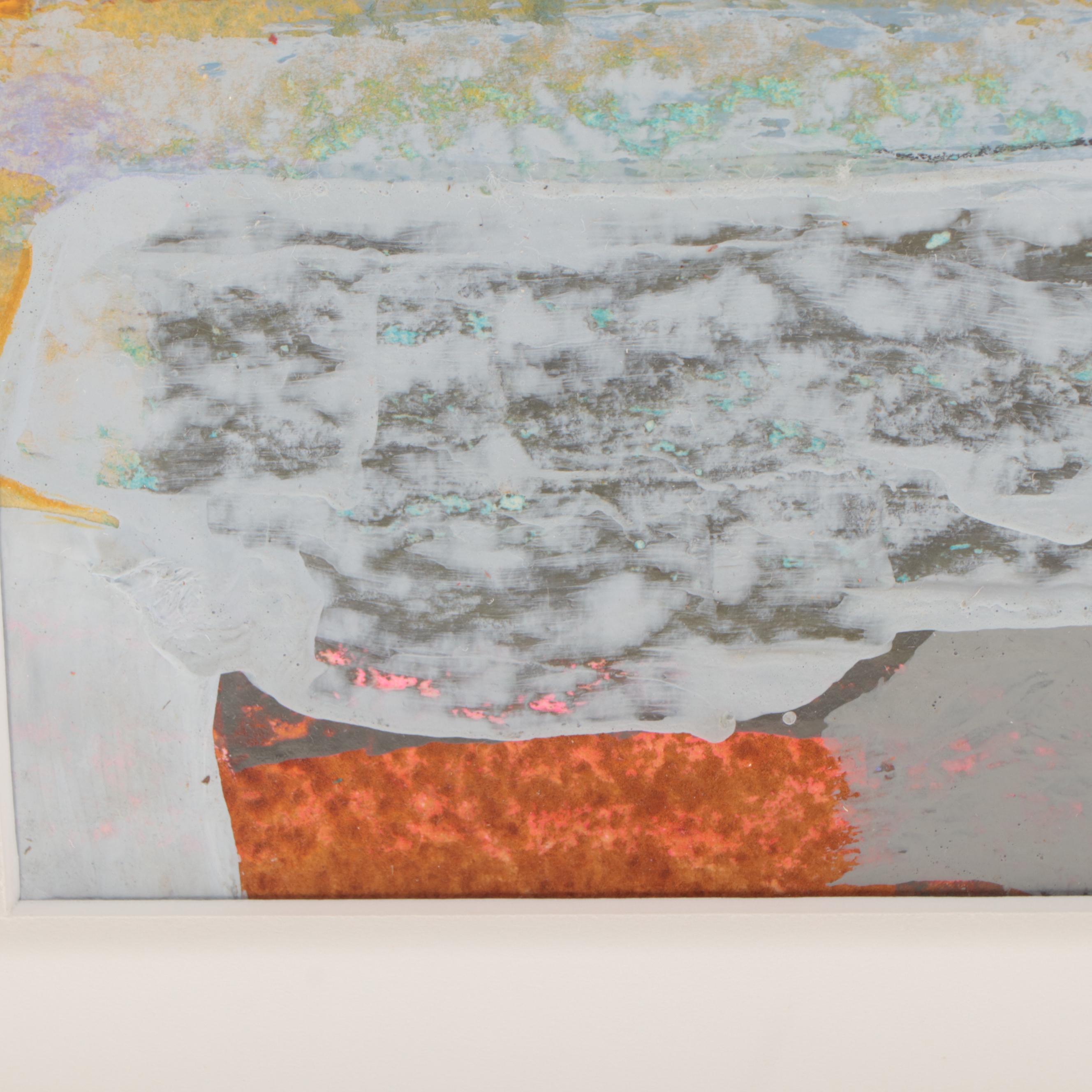 Harry Hilson Abstract Mixed Media Painting, 1984