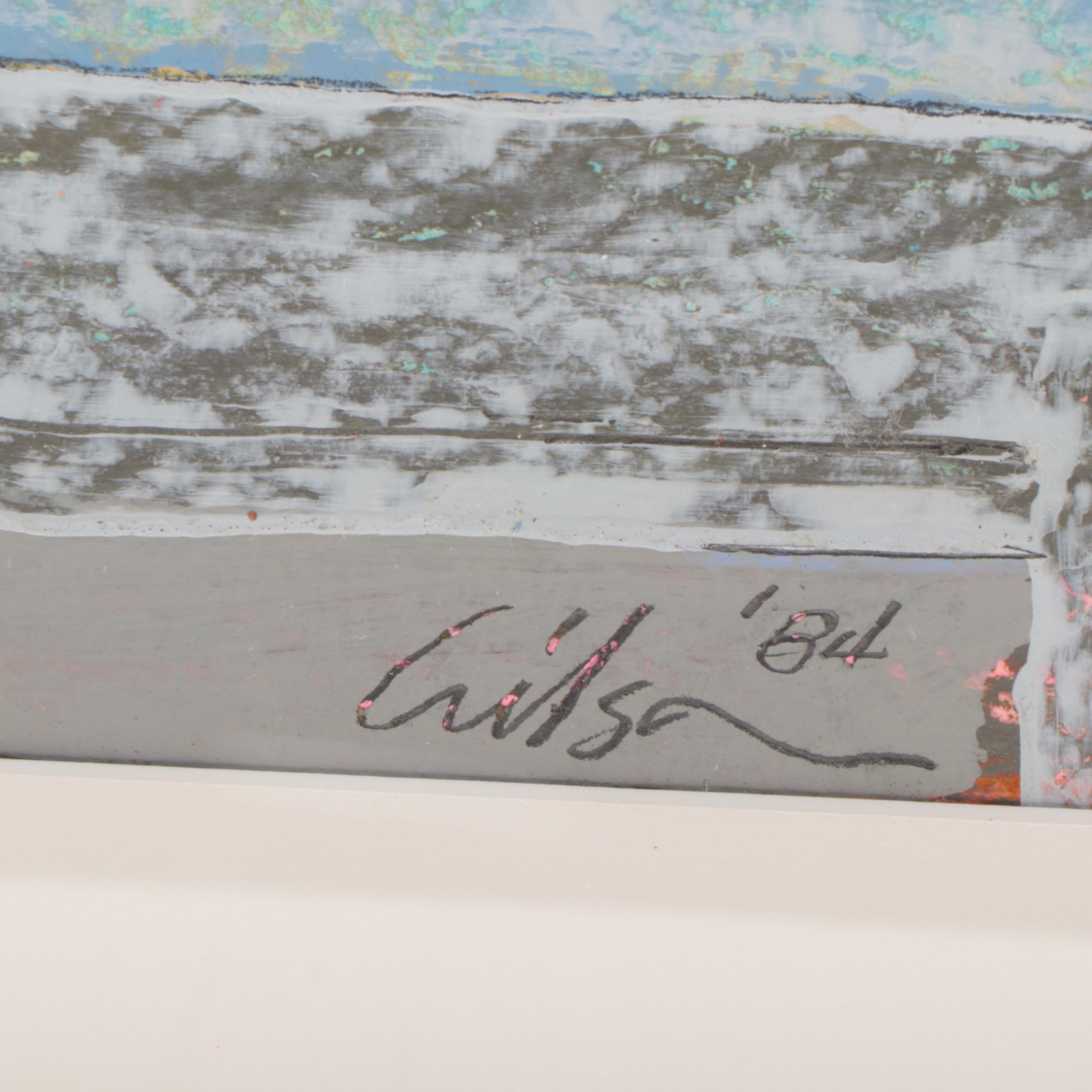 Harry Hilson Abstract Mixed Media Painting, 1984