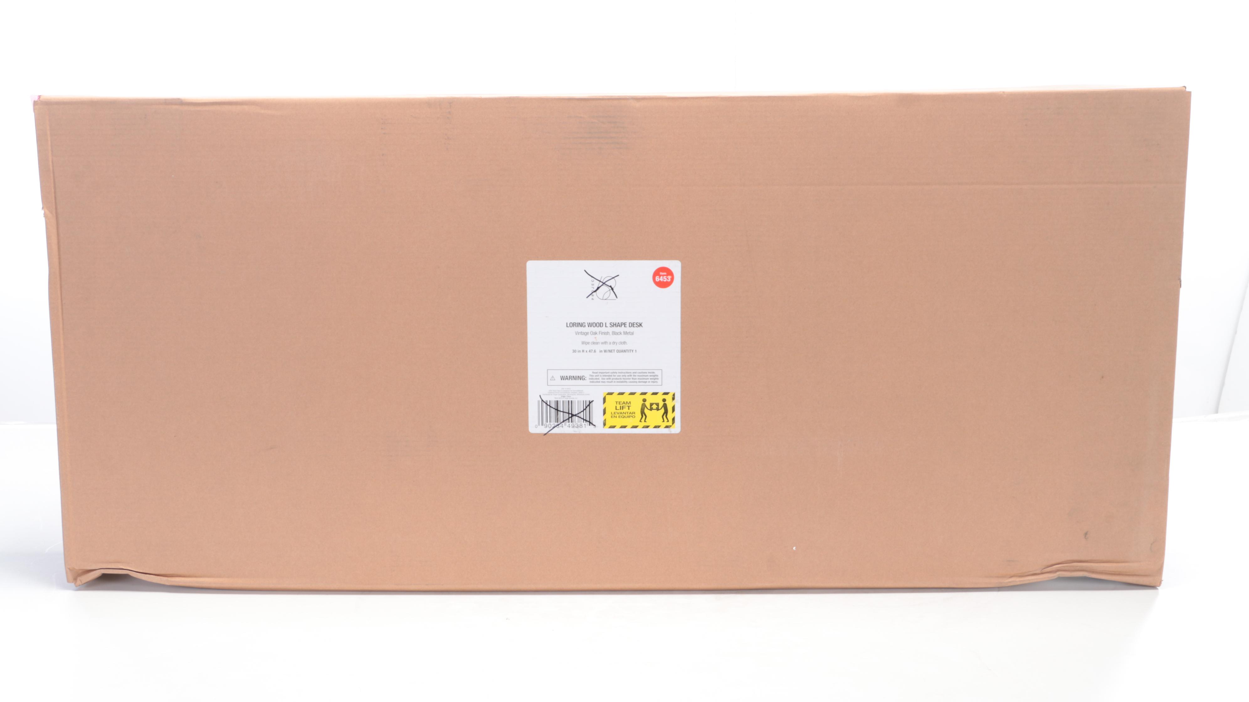 Project 62 Loring Oak-Finished and Black Metal L-Shaped Desk