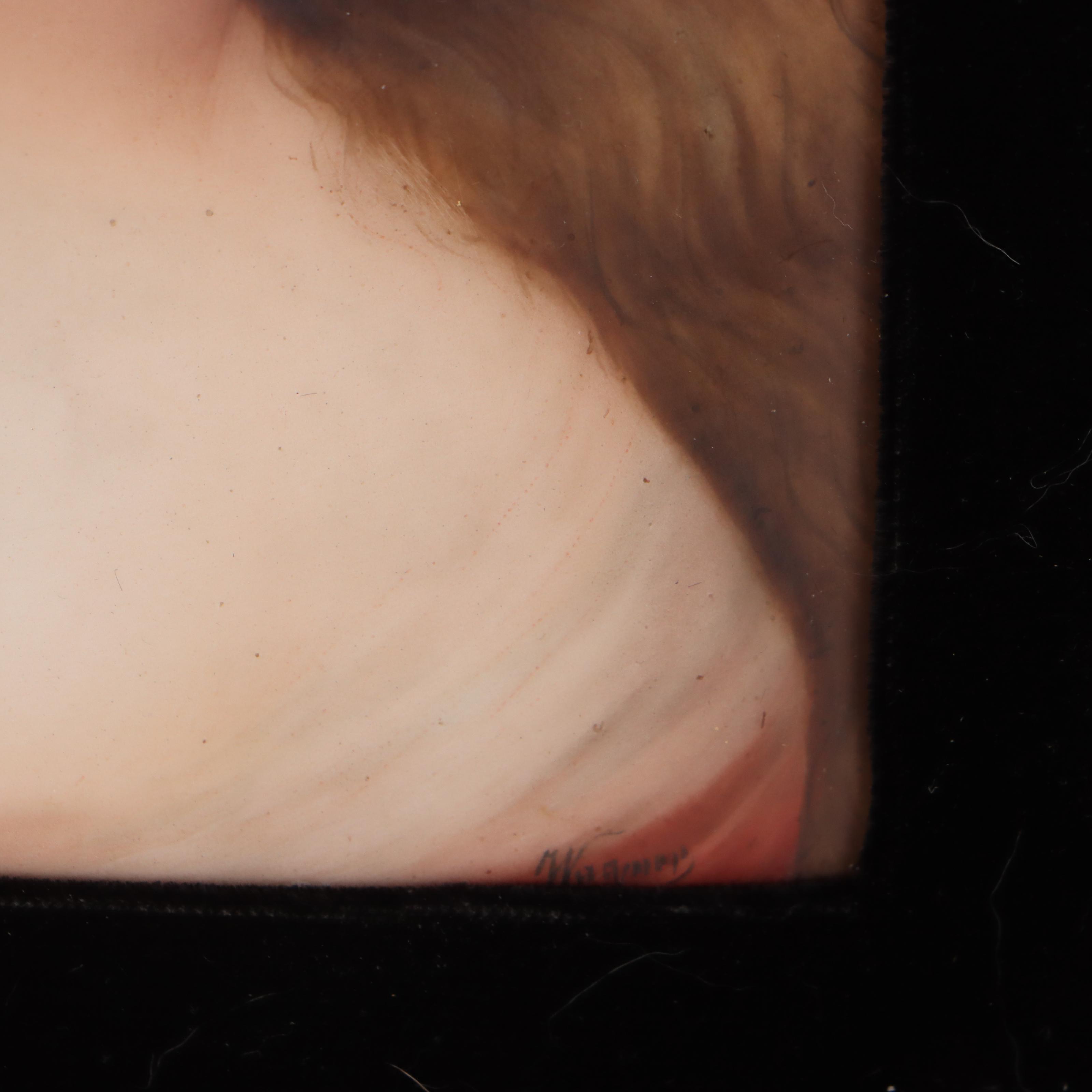 German Porcelain Female Portrait Painting