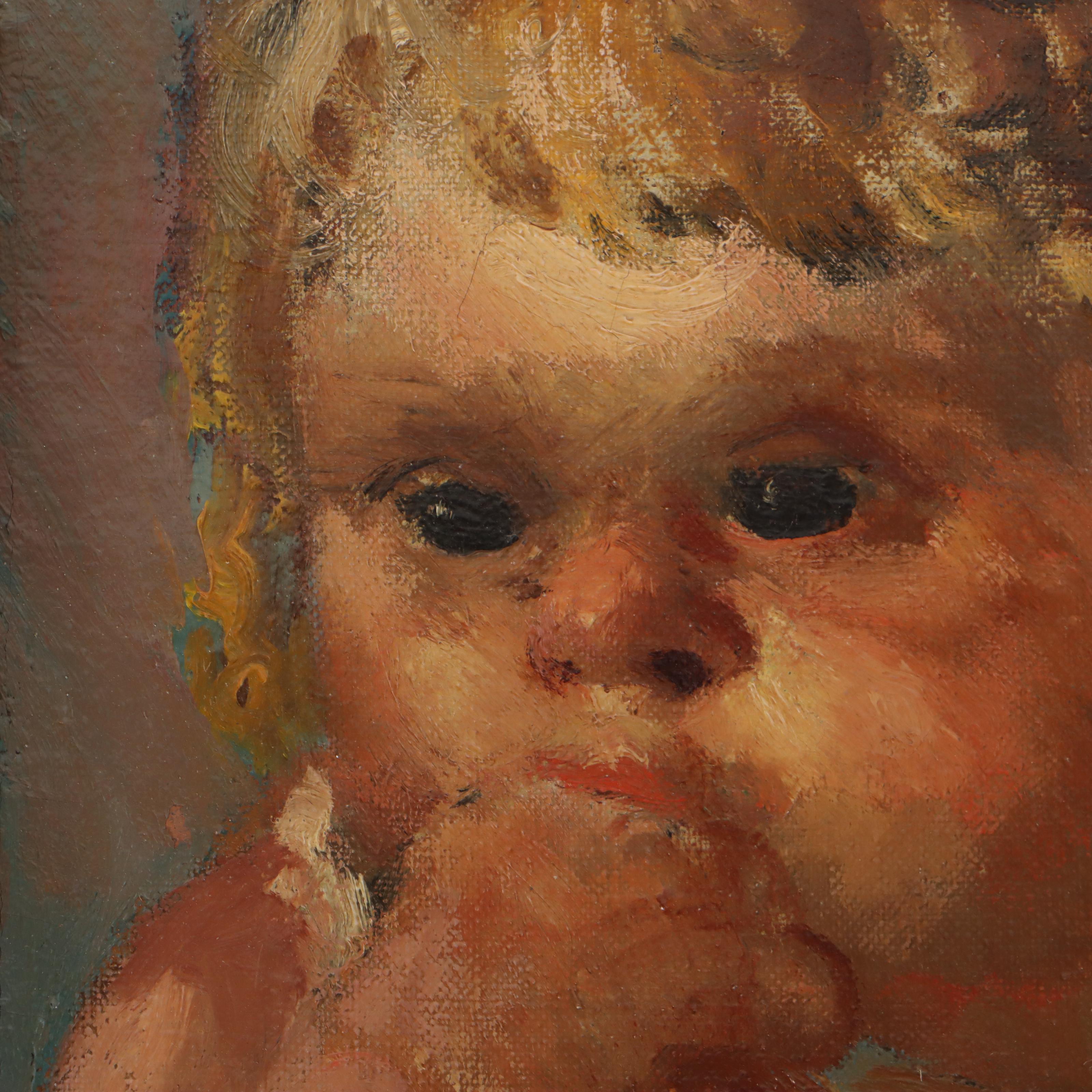 Jon Corbino Portrait Oil Painting of Child, Circa 1935