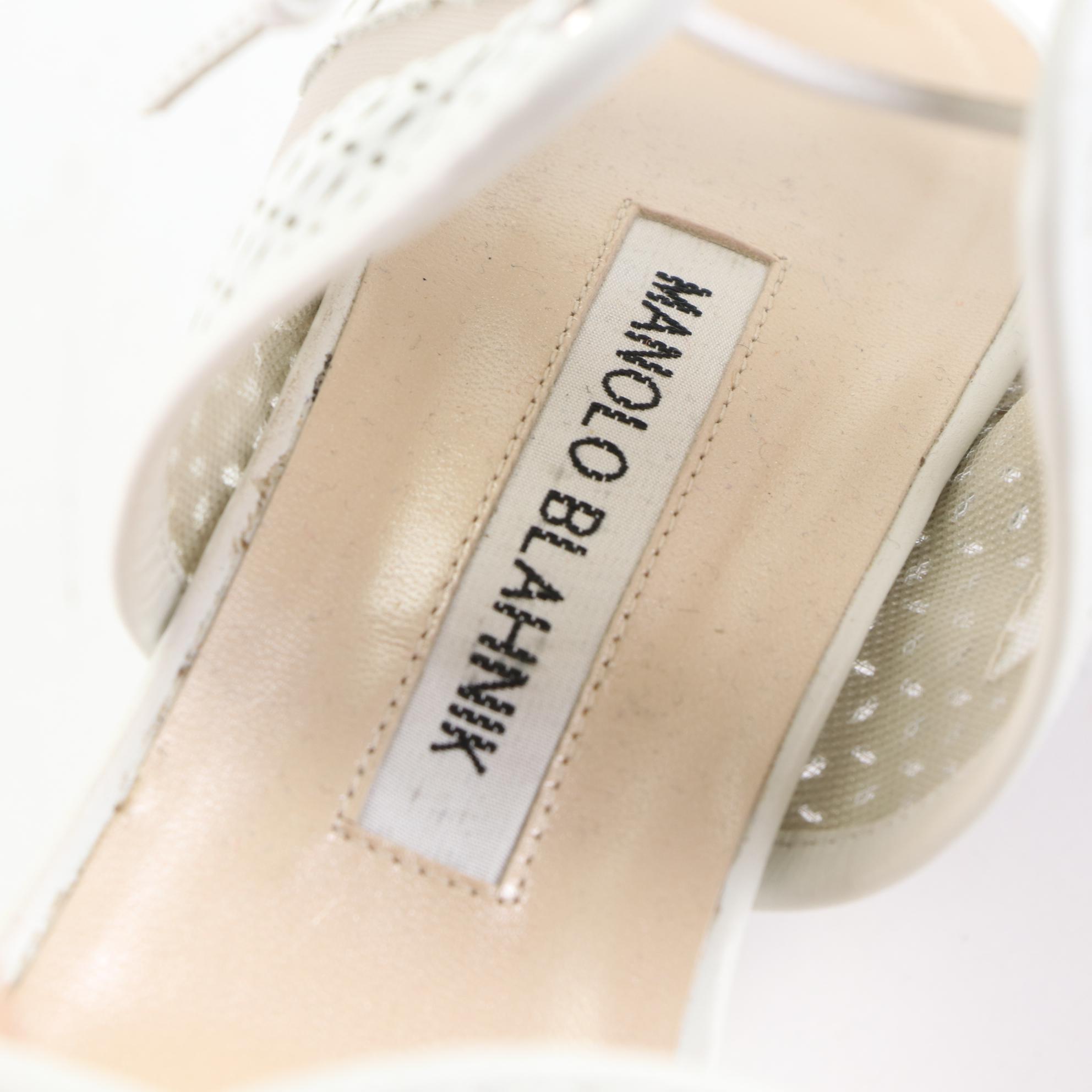 Manolo Blahnik Gladiator Style Lace-Up Sandals with Leather and Mesh Cutouts