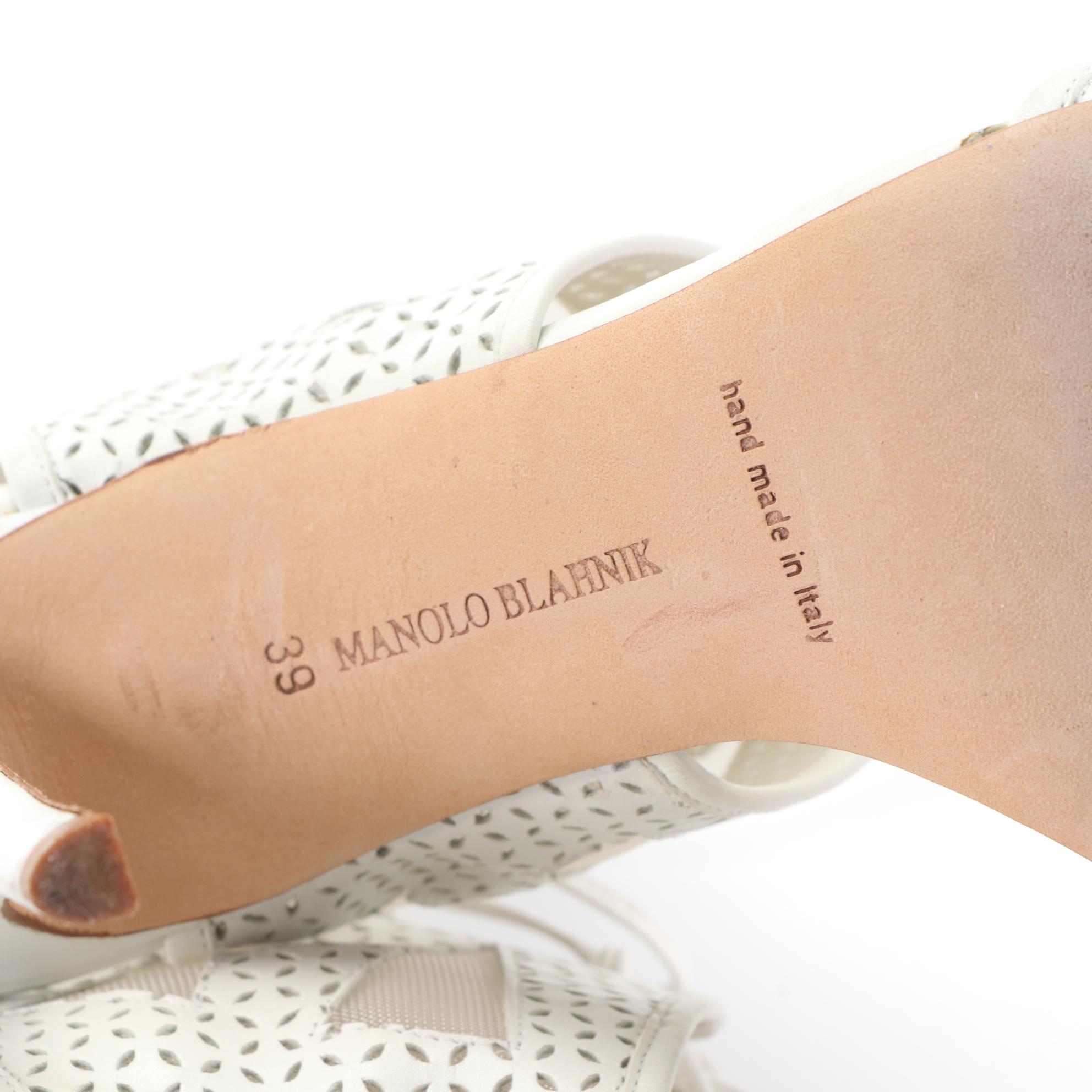 Manolo Blahnik Gladiator Style Lace-Up Sandals with Leather and Mesh Cutouts