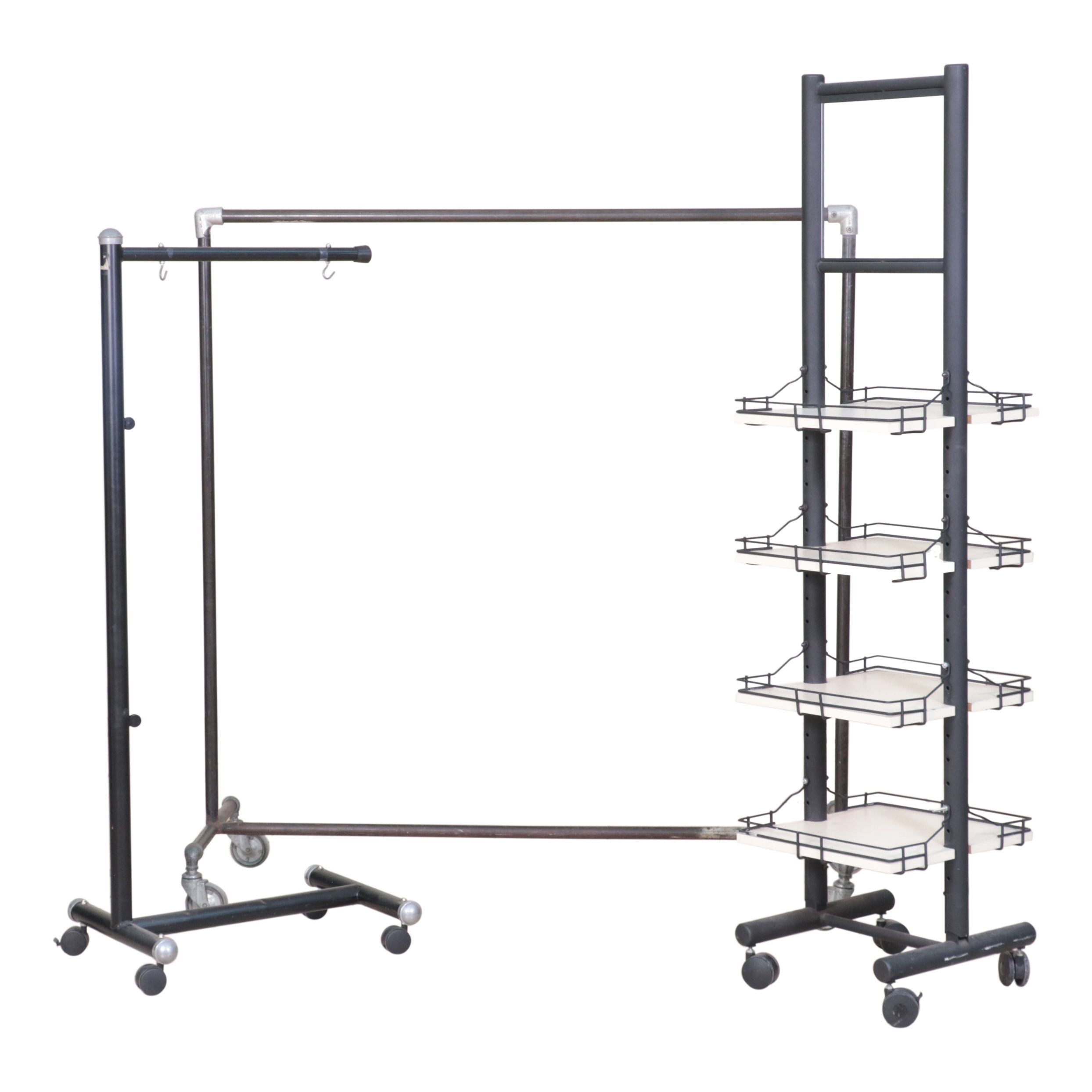 Three Metal Rolling Clothing Display Racks