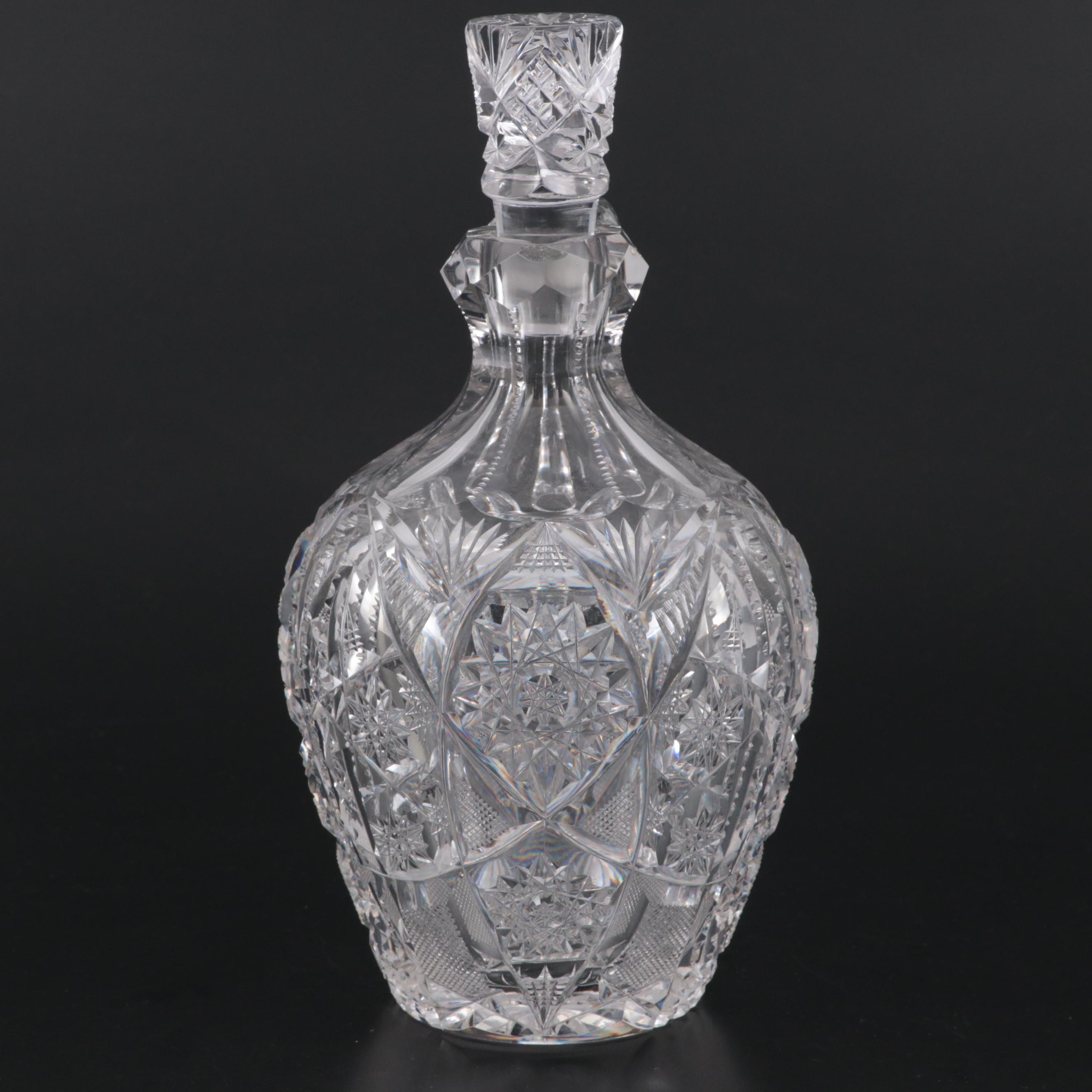 Libbey "Corona" American Brilliant Cut Glass Whiskey Decanter, circa 1906