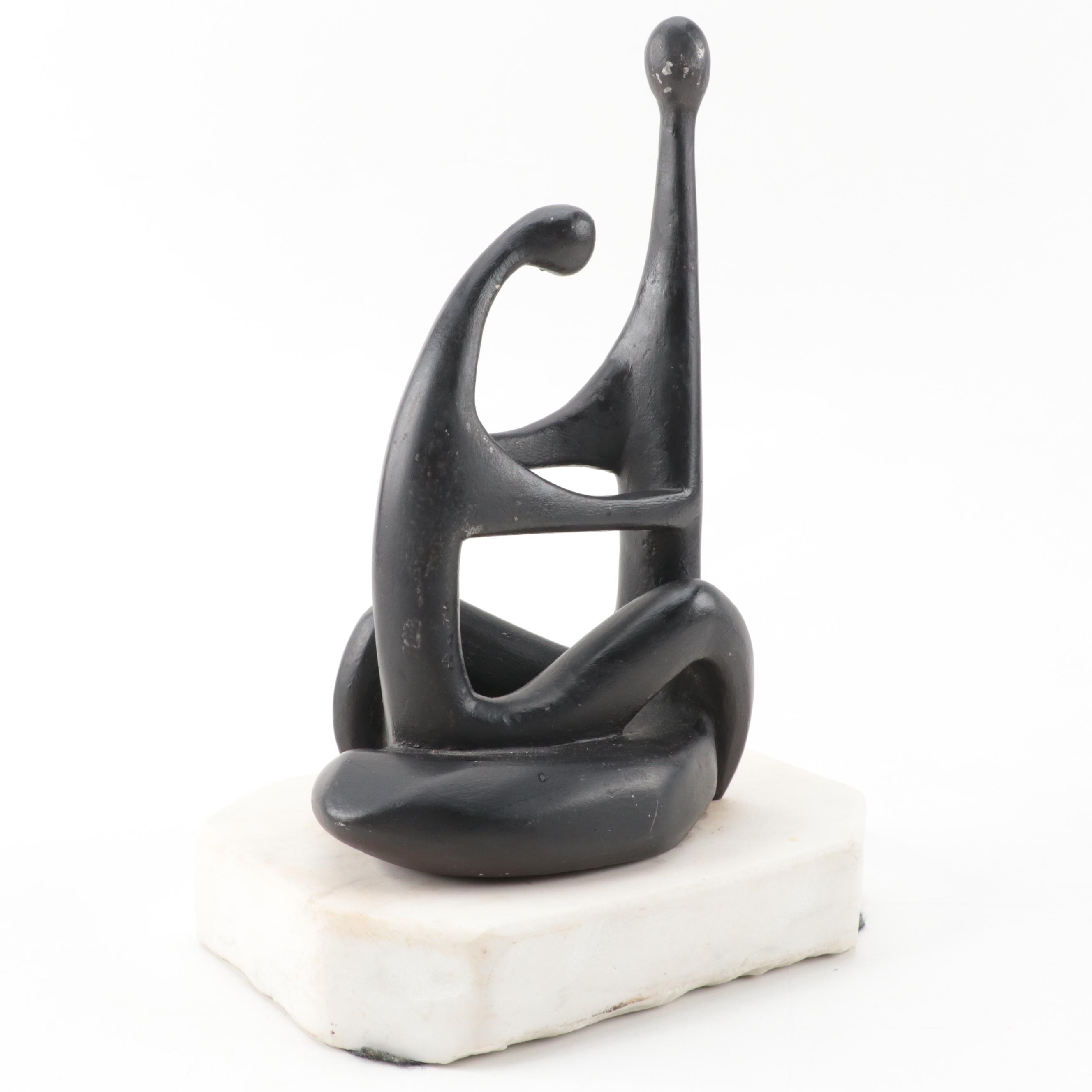 Agnes Adler Figurative Aluminum Sculpture "Rapture" with Signed Adler Book