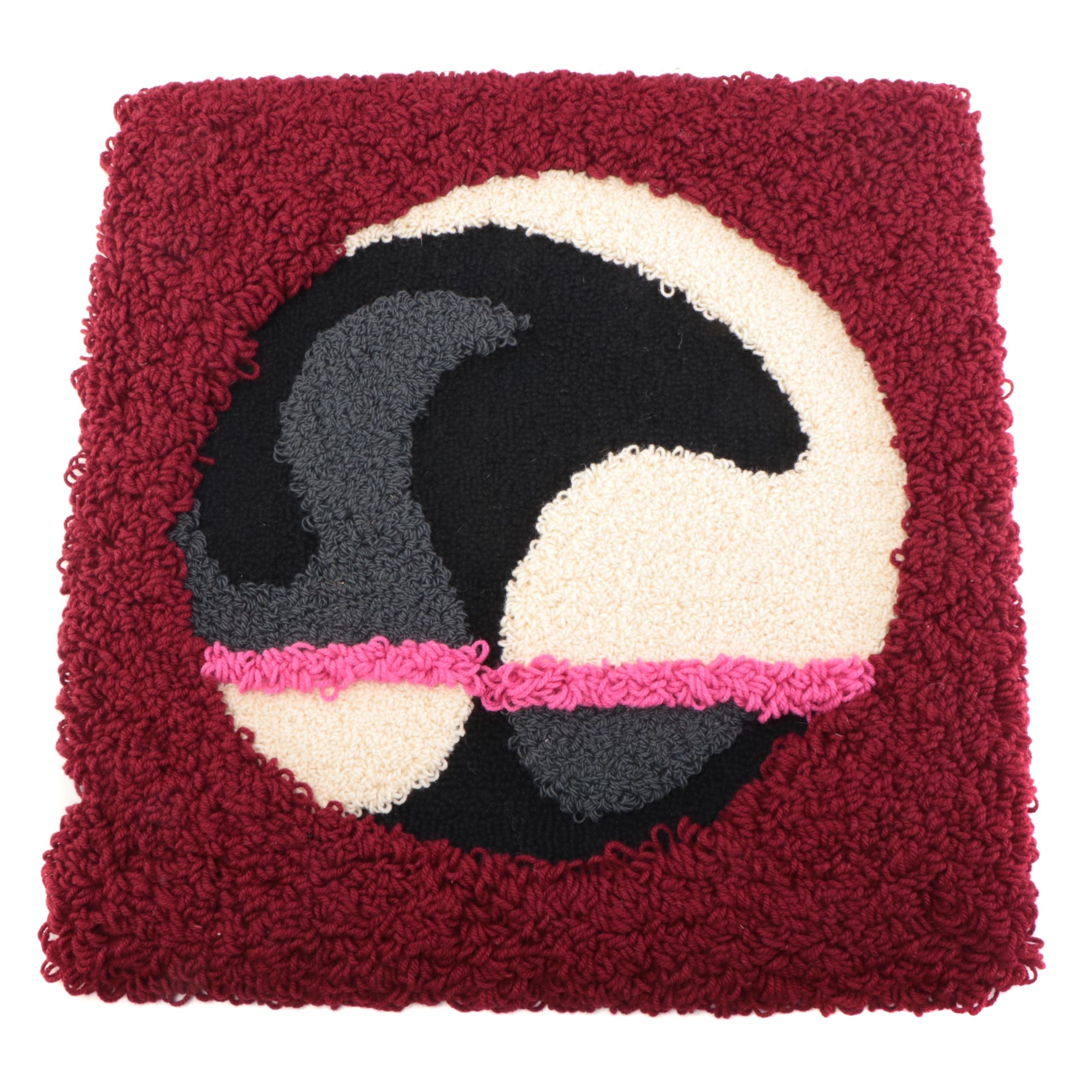 Harry Hilson Abstract Hooked Wool Wall Hanging, 1976