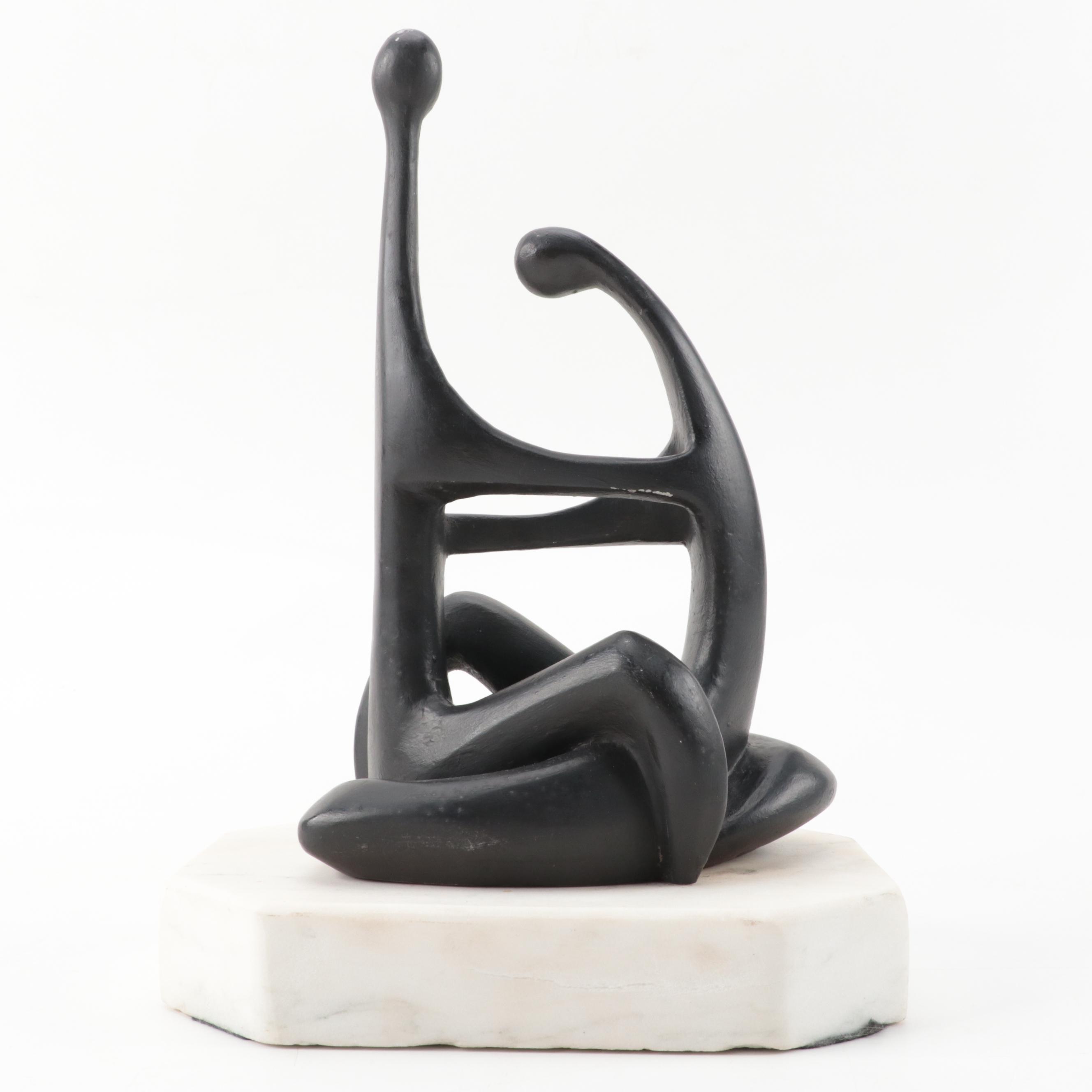 Agnes Adler Figurative Aluminum Sculpture "Rapture" with Signed Adler Book