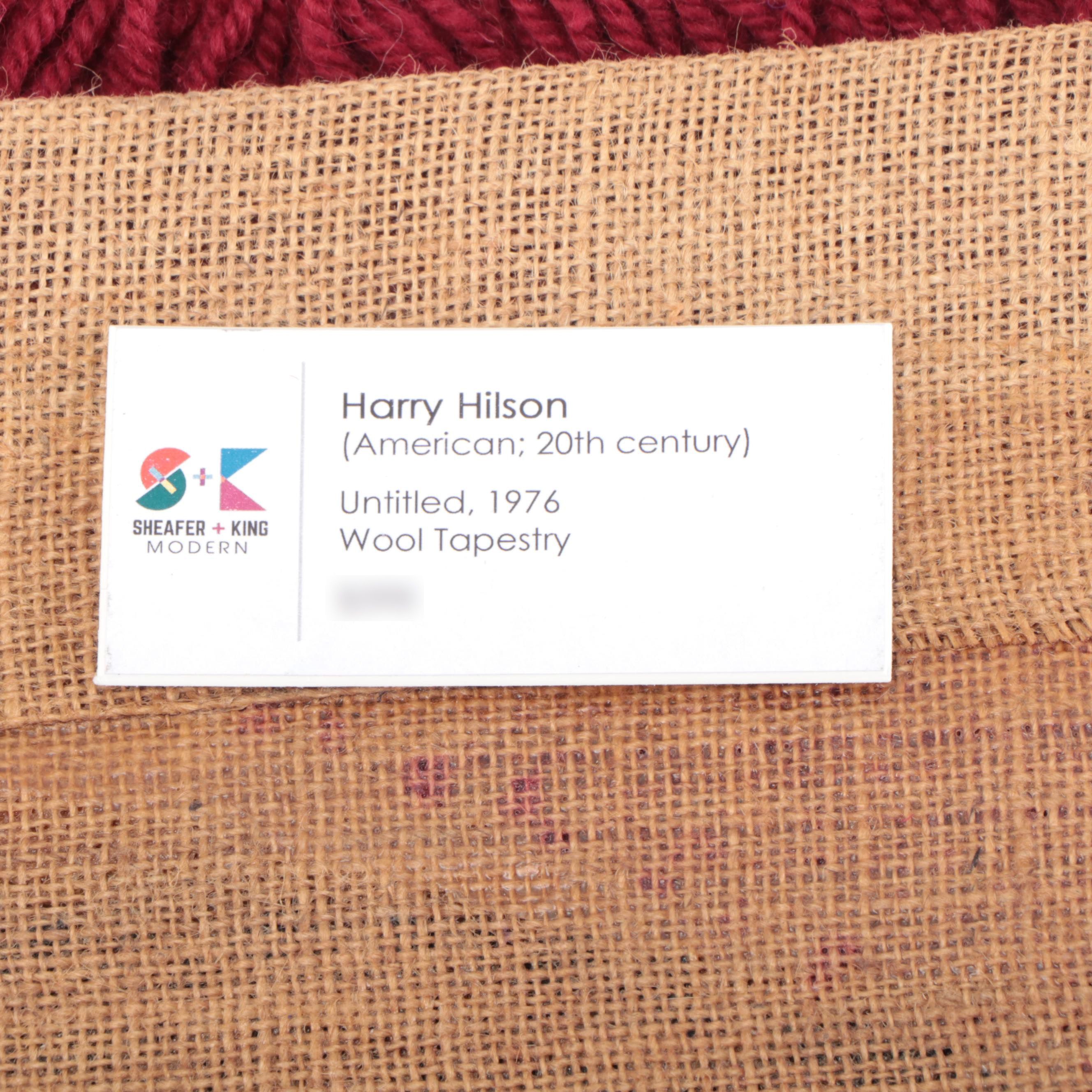 Harry Hilson Abstract Hooked Wool Wall Hanging, 1976