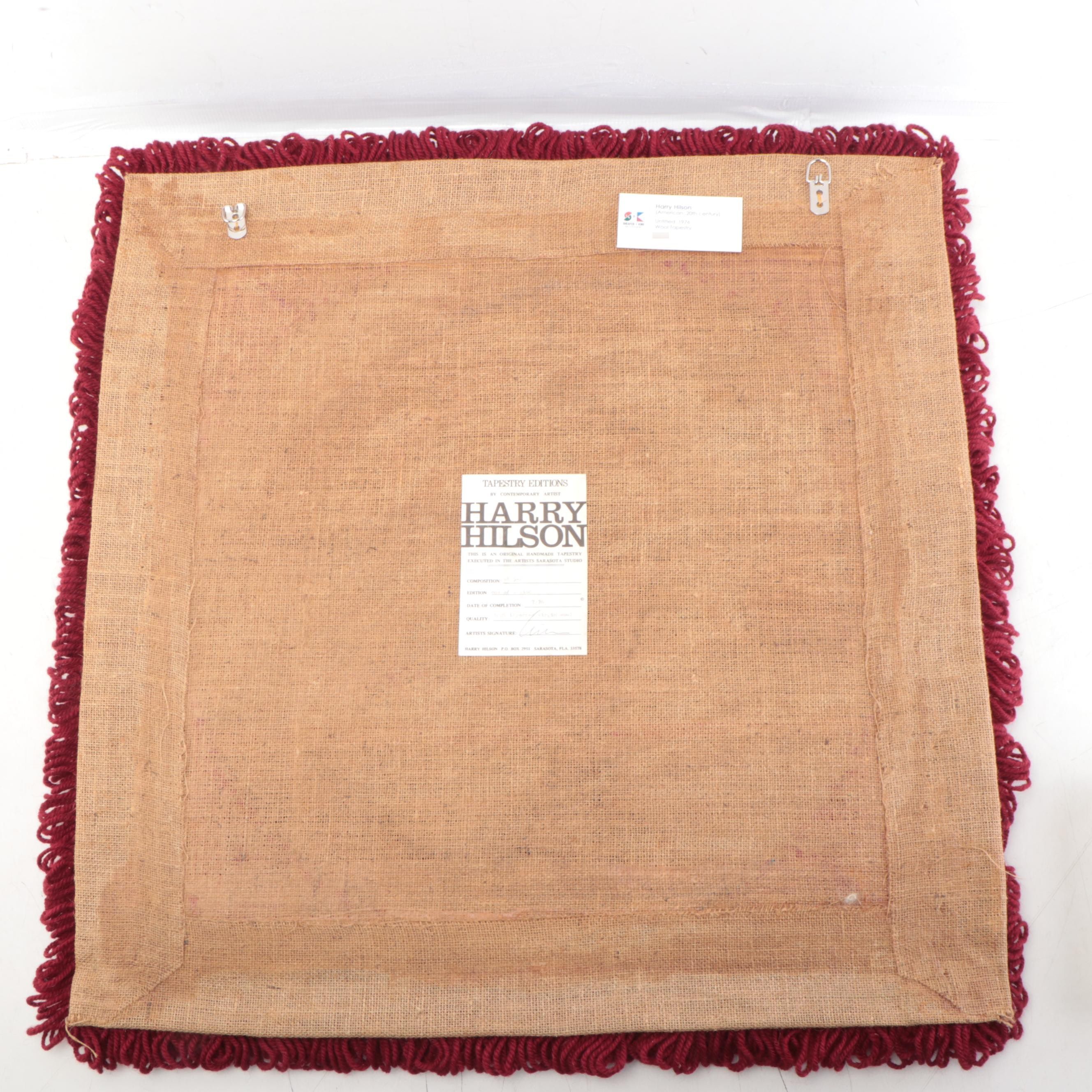 Harry Hilson Abstract Hooked Wool Wall Hanging, 1976