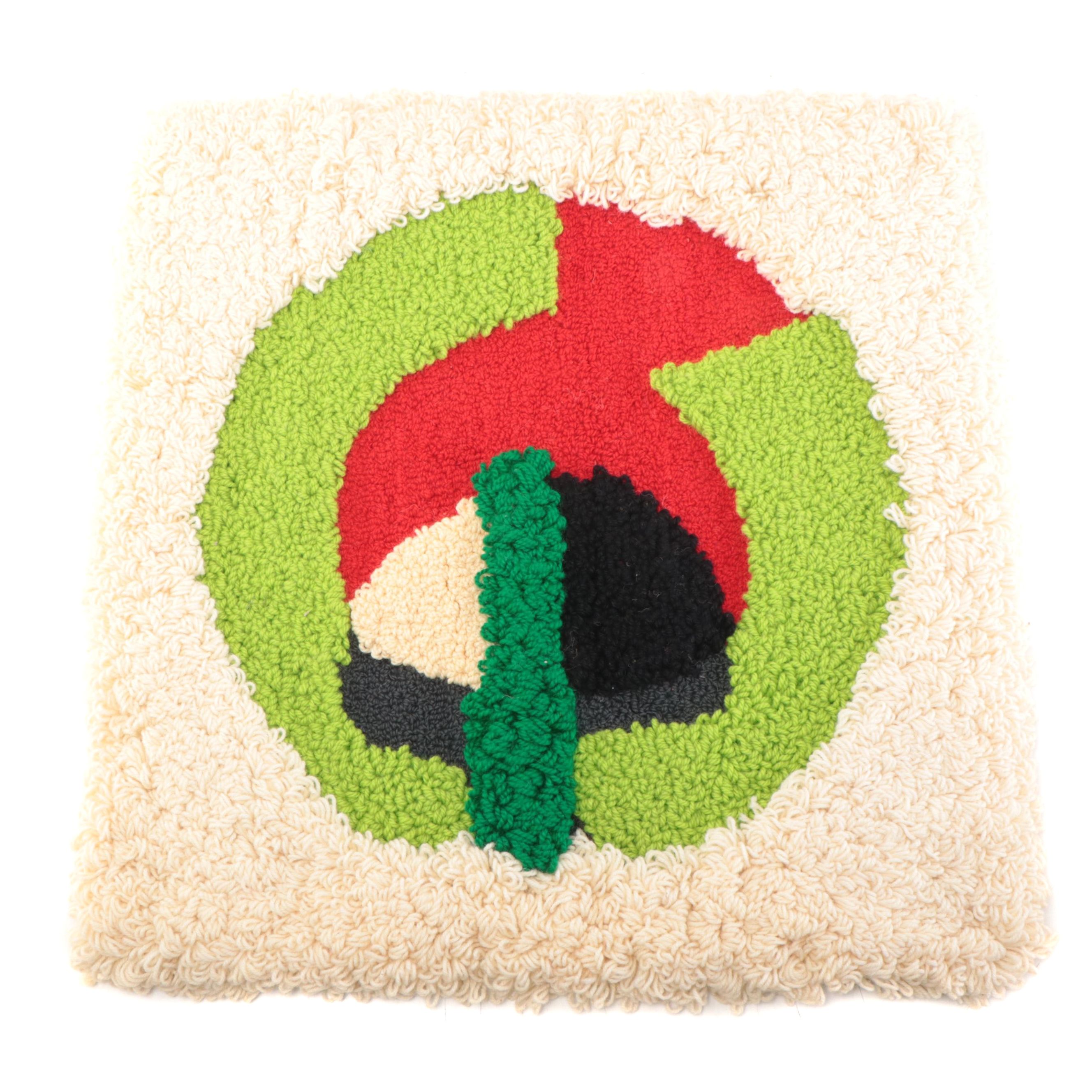 Harry Hilson Abstract Hooked Wool Wall Hanging, 1976