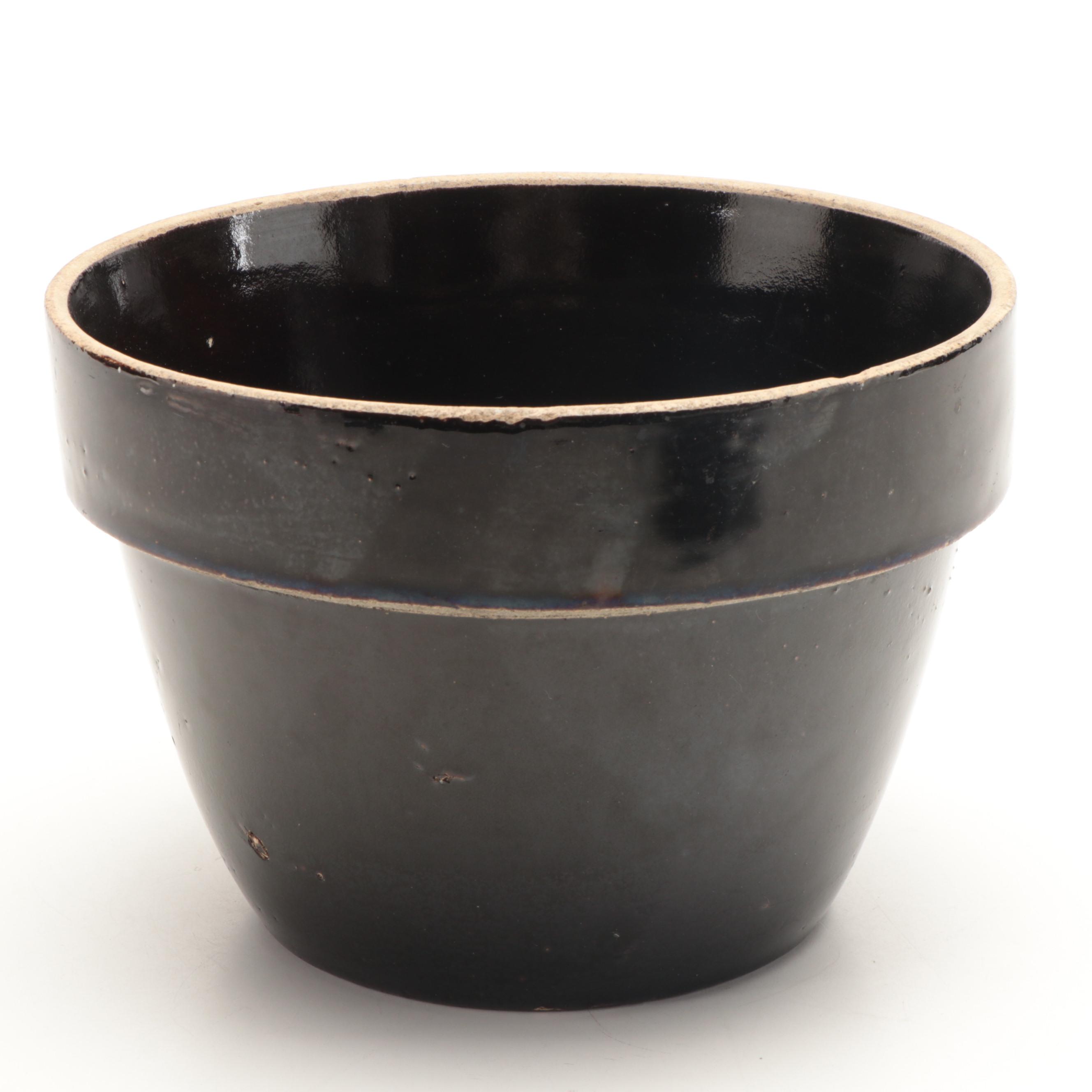 Triple Brown Stoneware Crocks with Other Stoneware Mixing Bowls, 20th Century