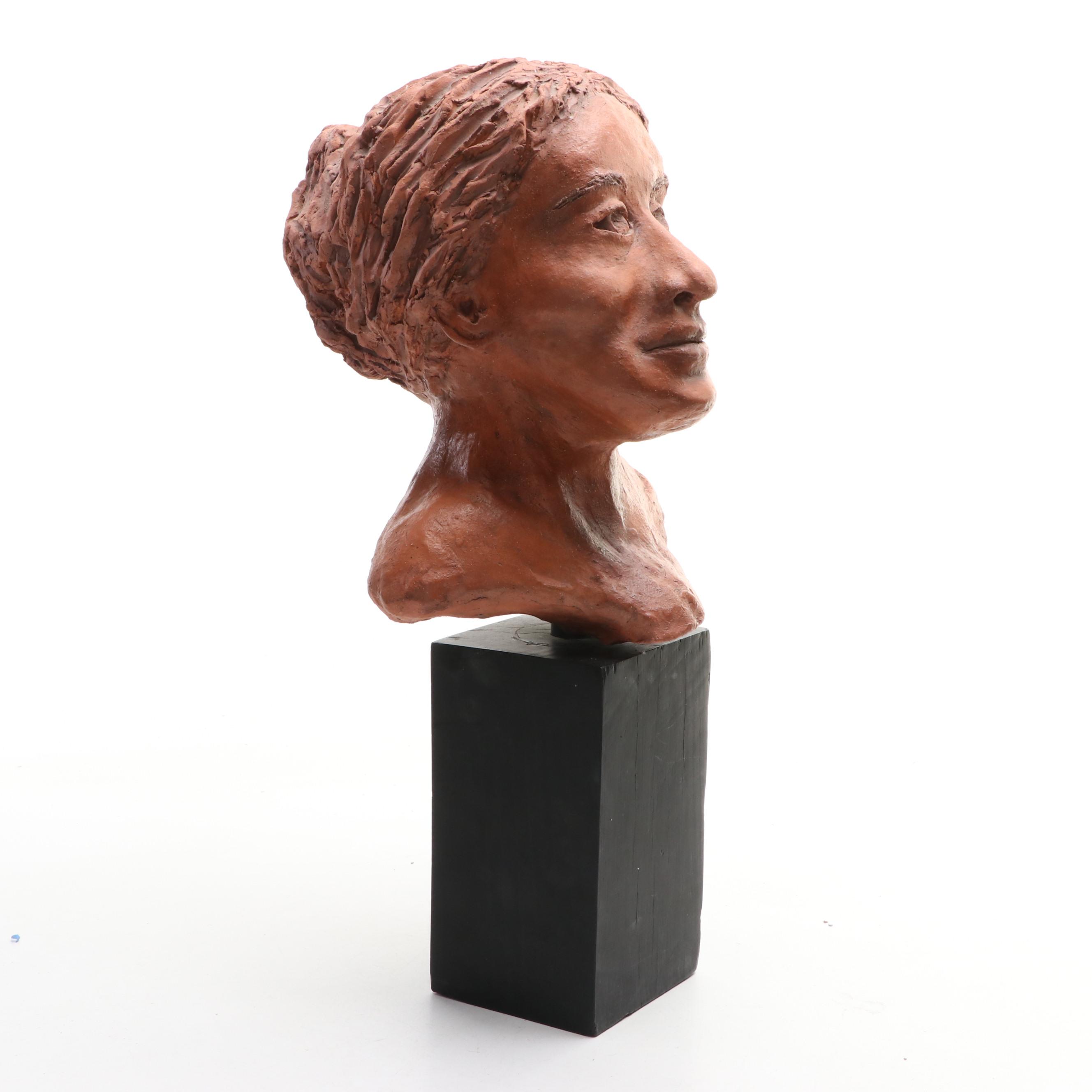 Modeled Clay Female Bust