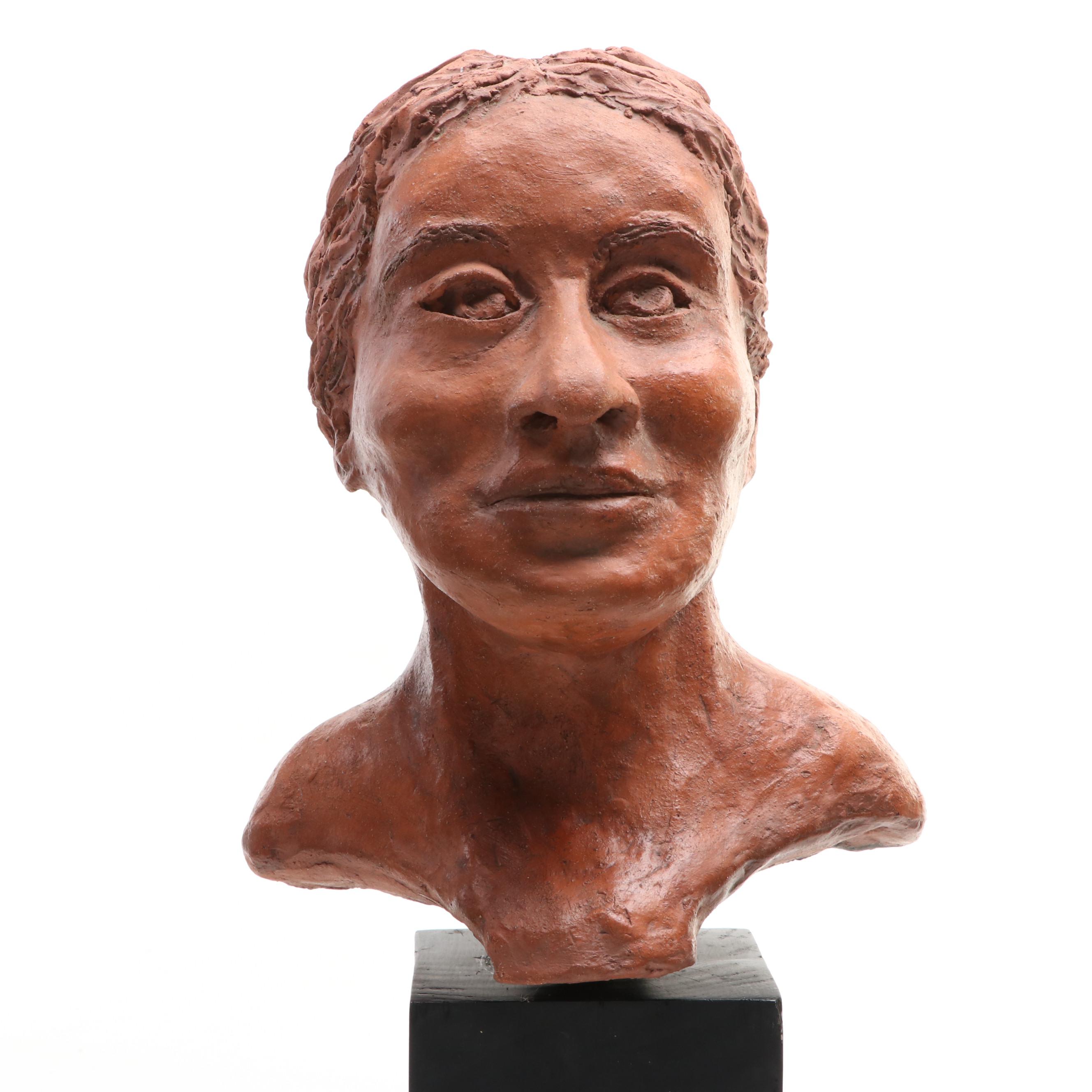 Modeled Clay Female Bust
