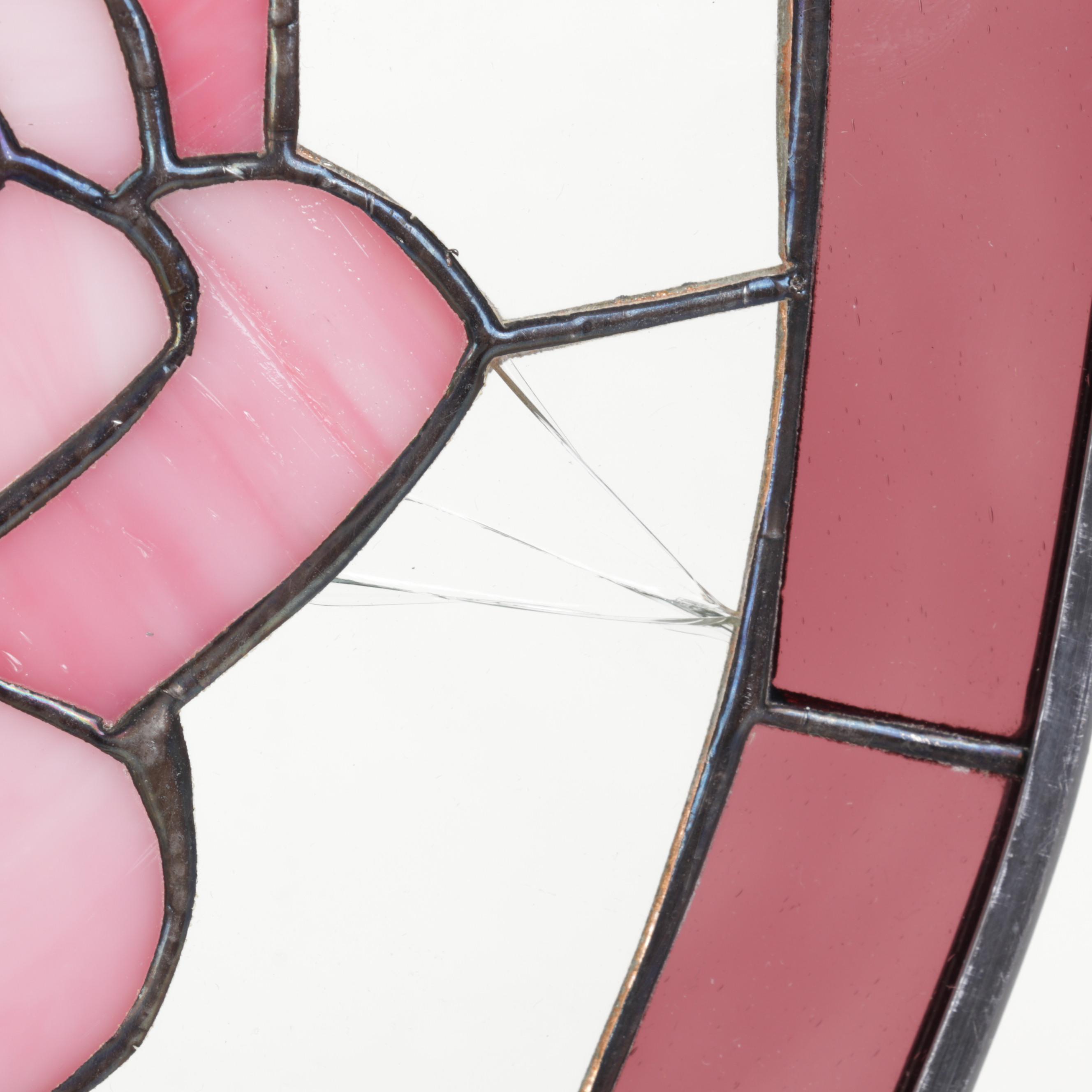 Rose Stained Glass Oval Panel and Window Sun Catchers