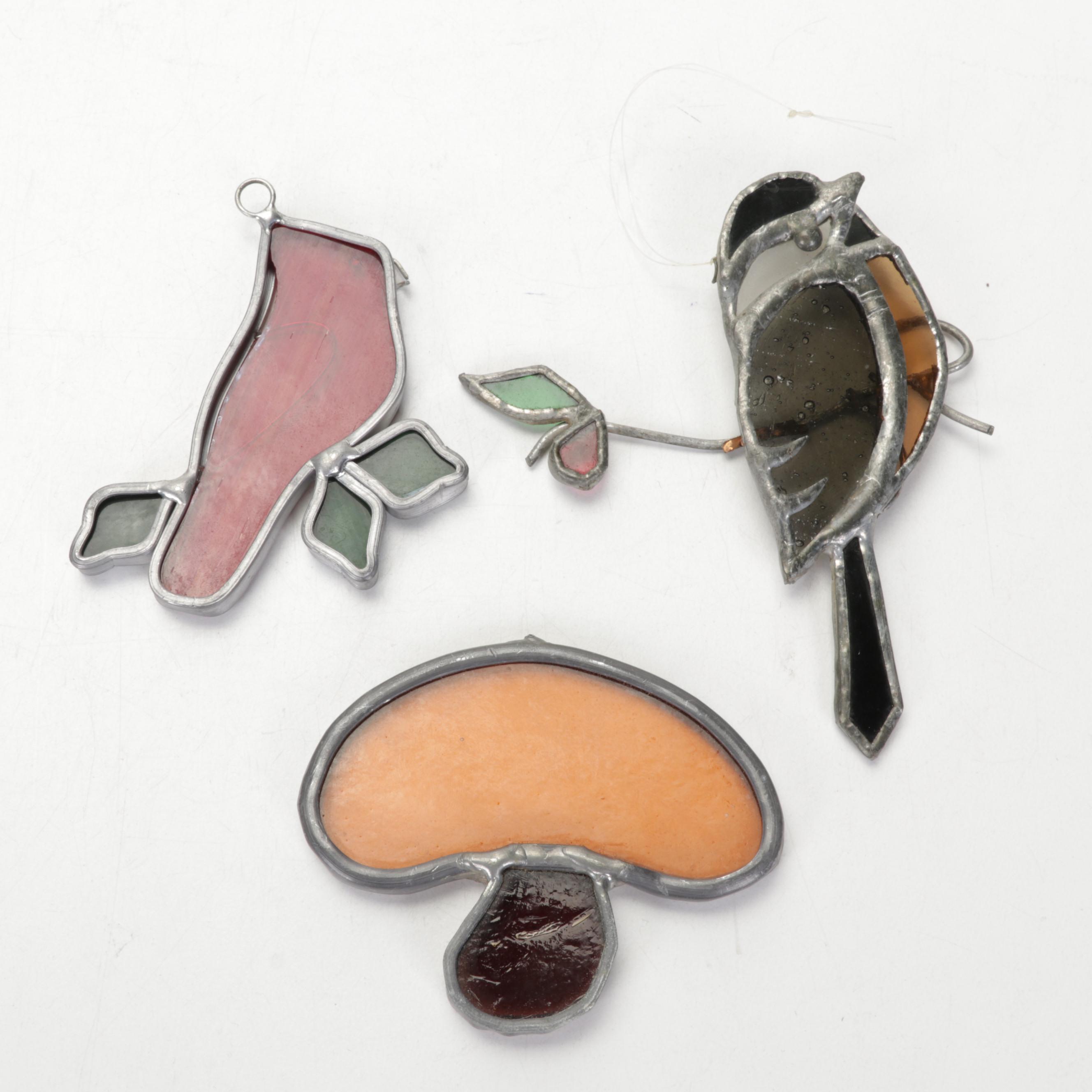 Rose Stained Glass Oval Panel and Window Sun Catchers