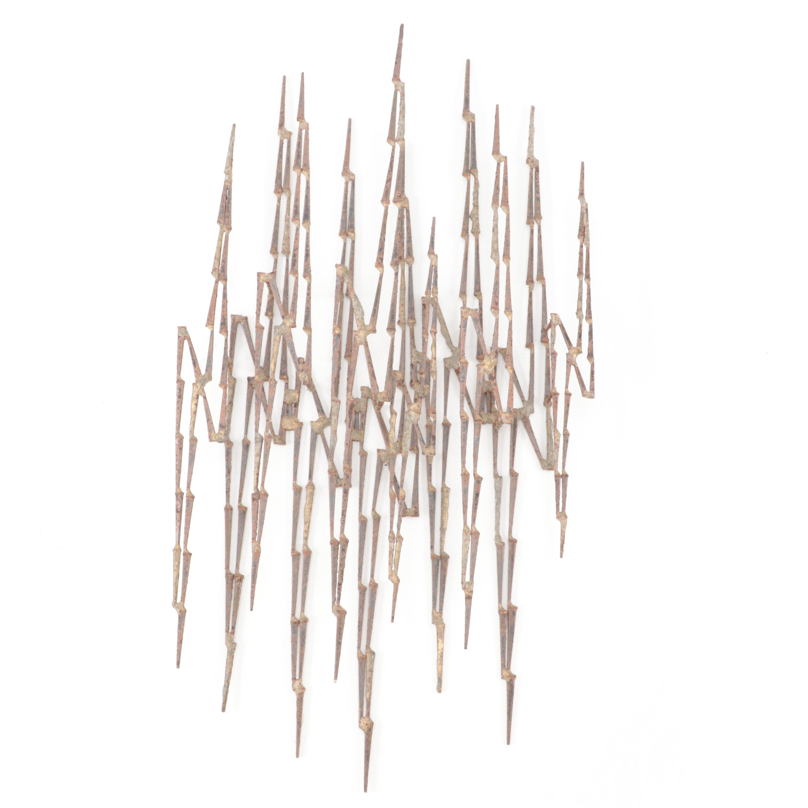 Brutalist Style Wall Welded Cut Nail Sculpture