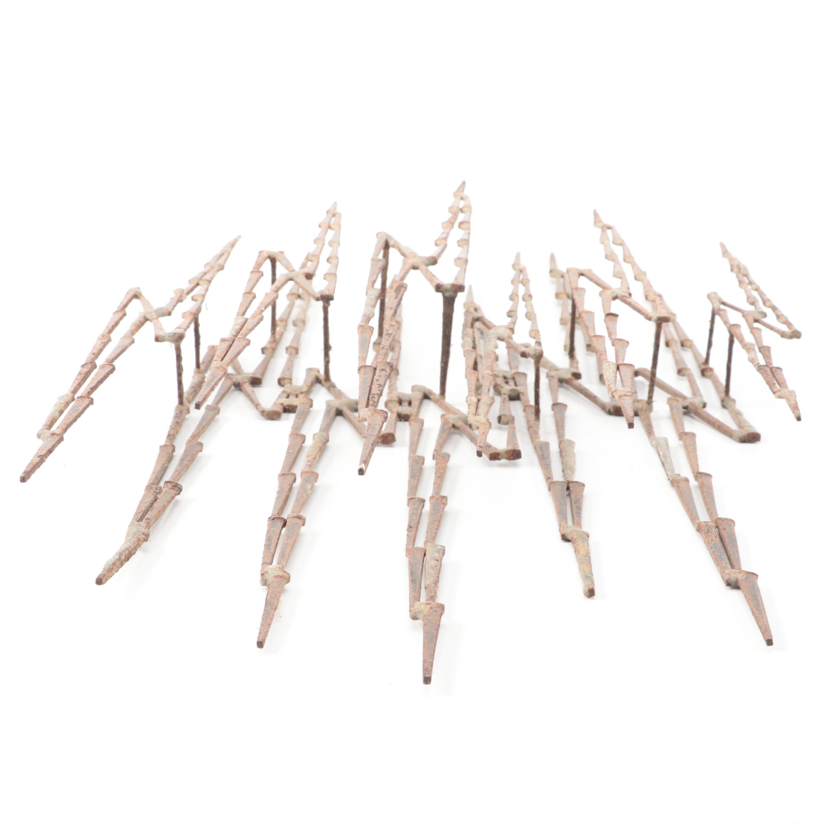 Brutalist Style Wall Welded Cut Nail Sculpture