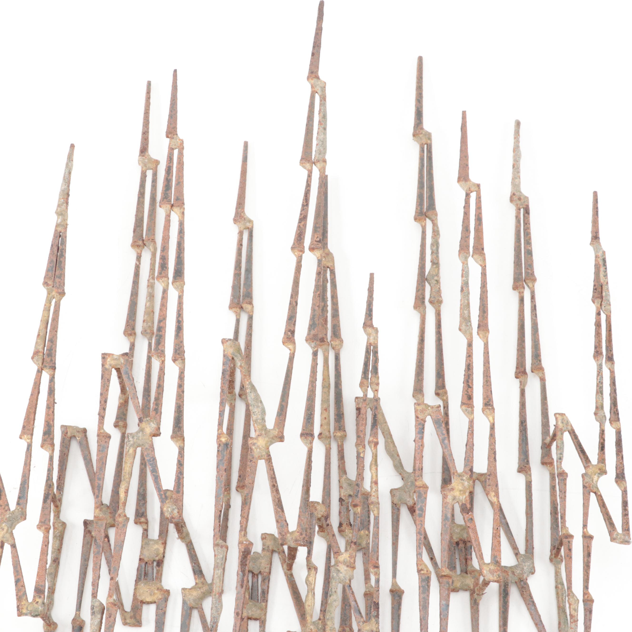 Brutalist Style Wall Welded Cut Nail Sculpture