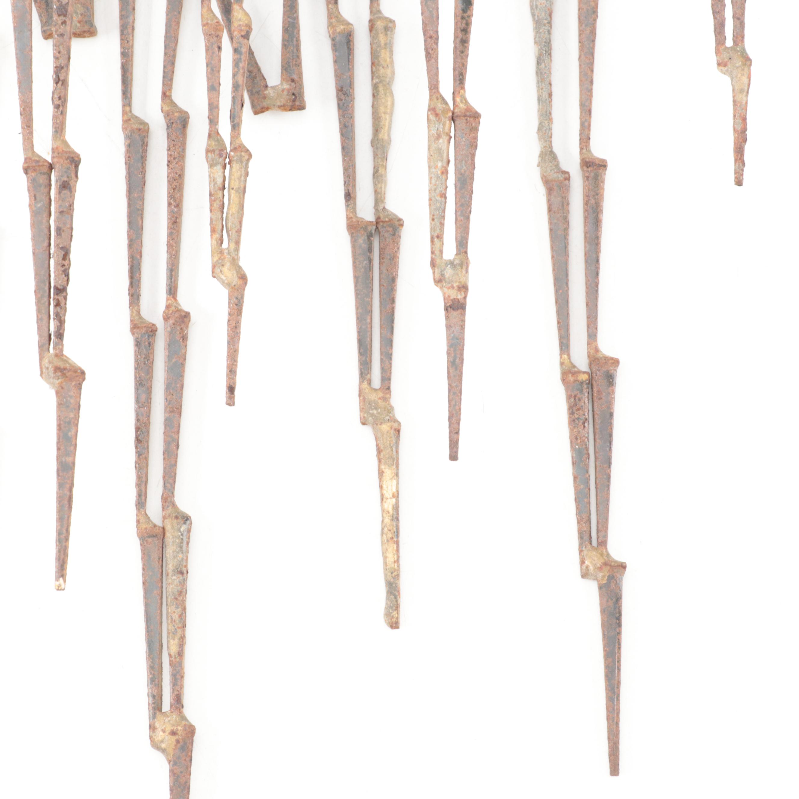 Brutalist Style Wall Welded Cut Nail Sculpture