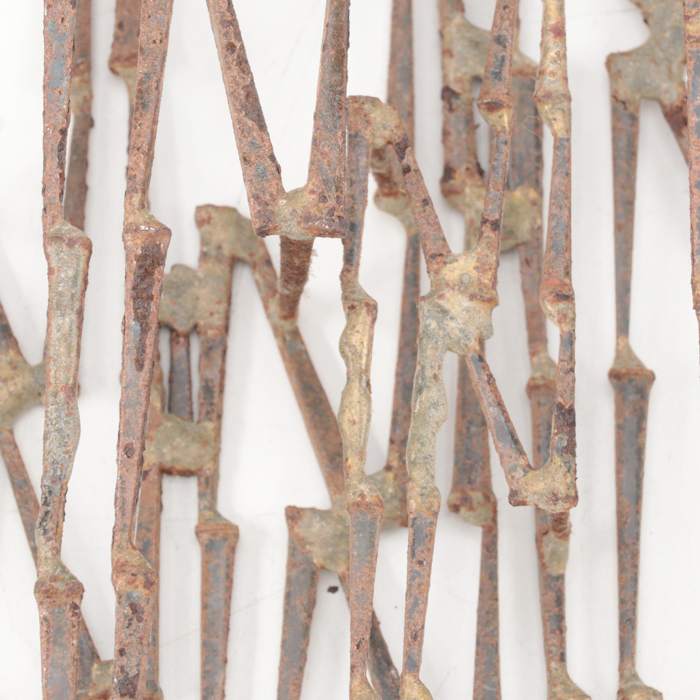 Brutalist Style Wall Welded Cut Nail Sculpture