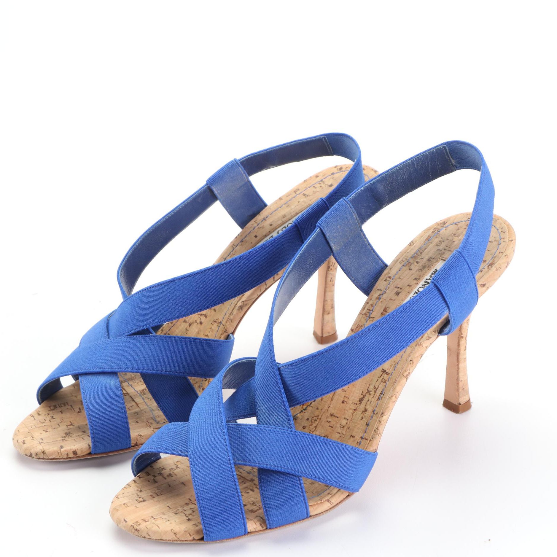 Manolo Blahnik Blue Strappy Cork Sandals