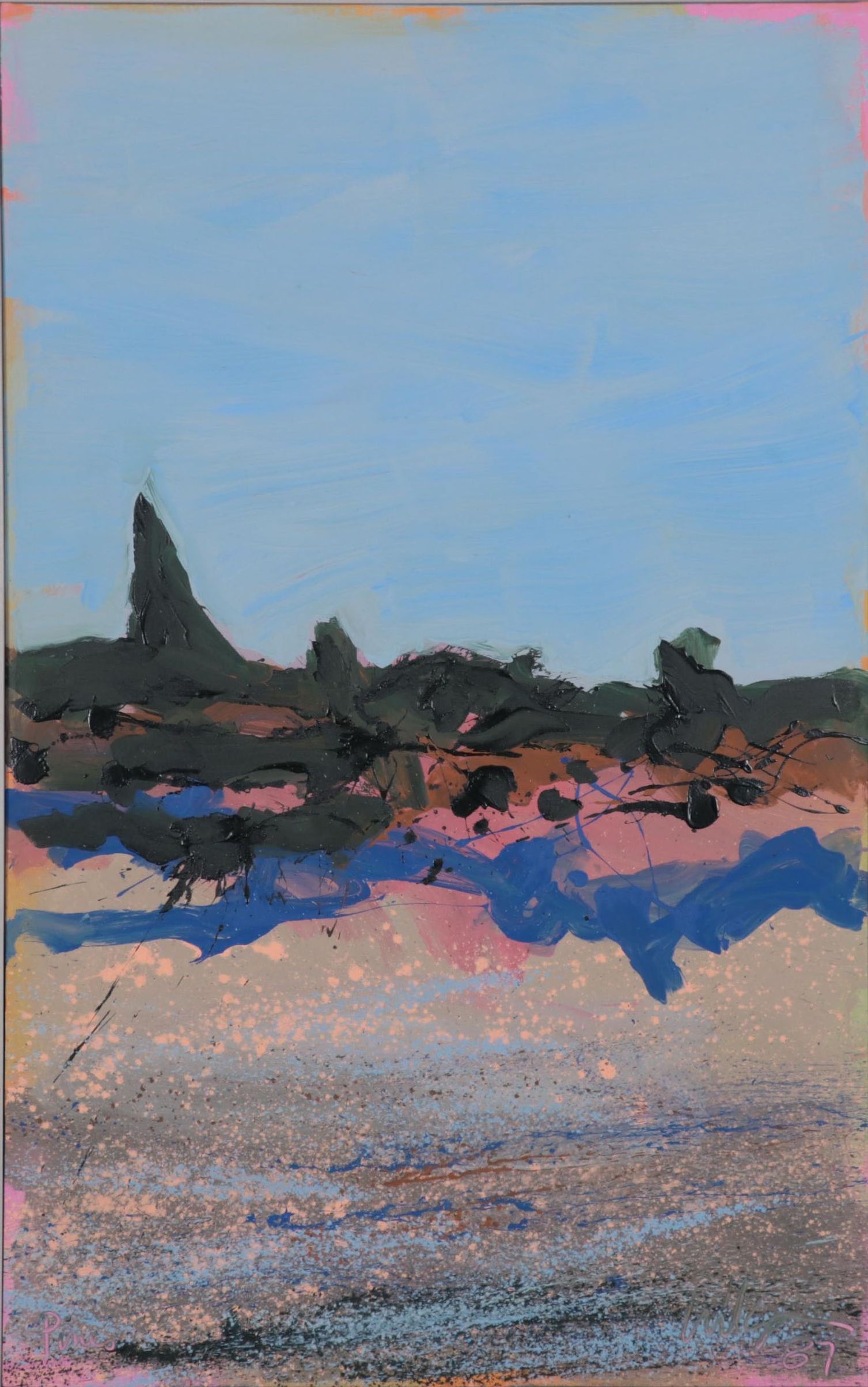 Harry Hilson Large-Scale Landscape Acrylic Painting "Pines," 1987