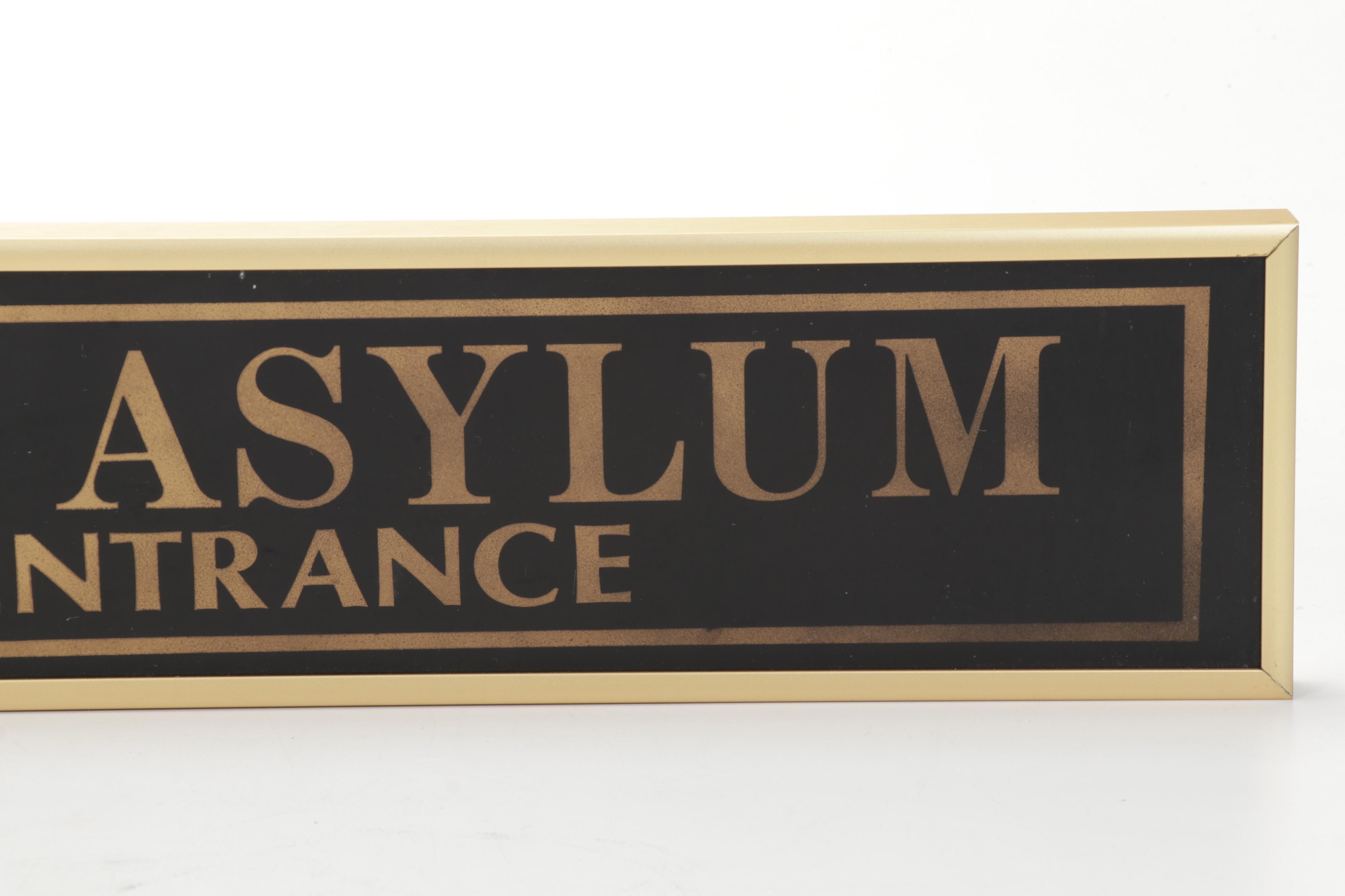 "Insane Asylum Family Entrance" Sign, 20th Century