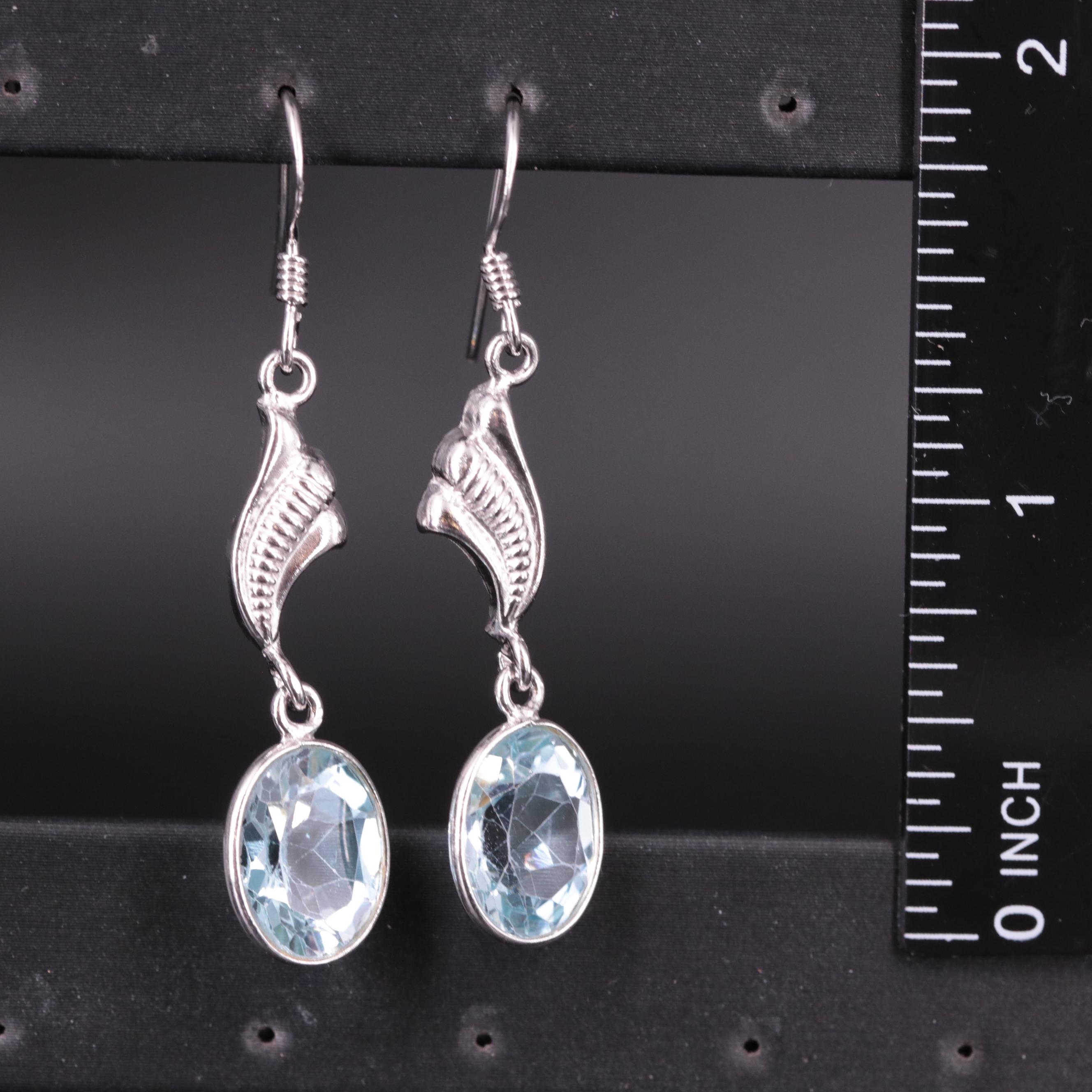 Sterling Silver Gemstone Dangle Earrings