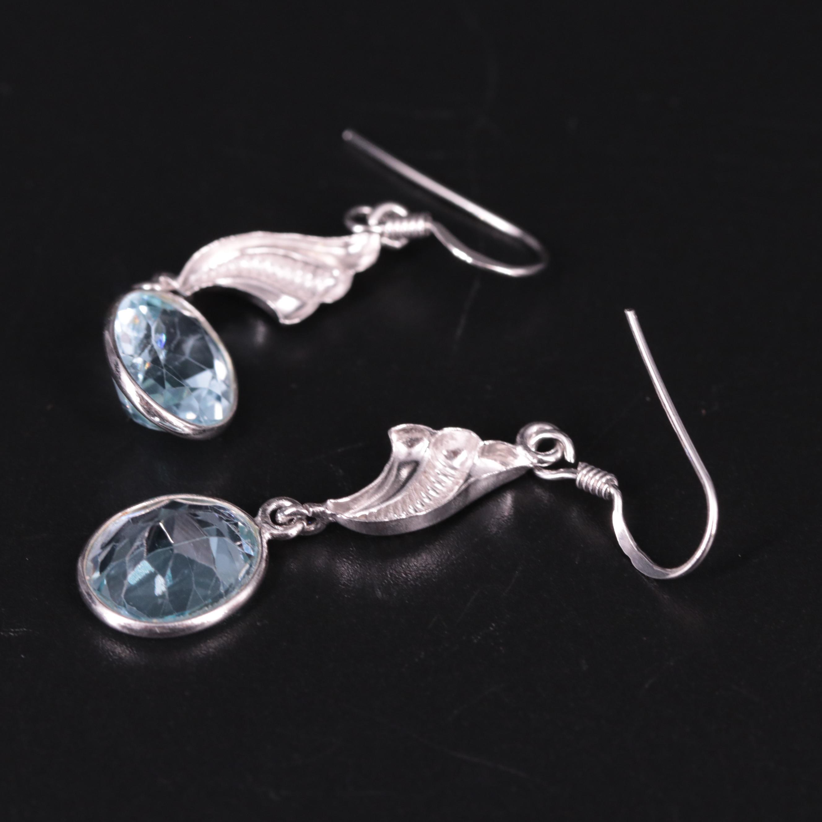Sterling Silver Gemstone Dangle Earrings