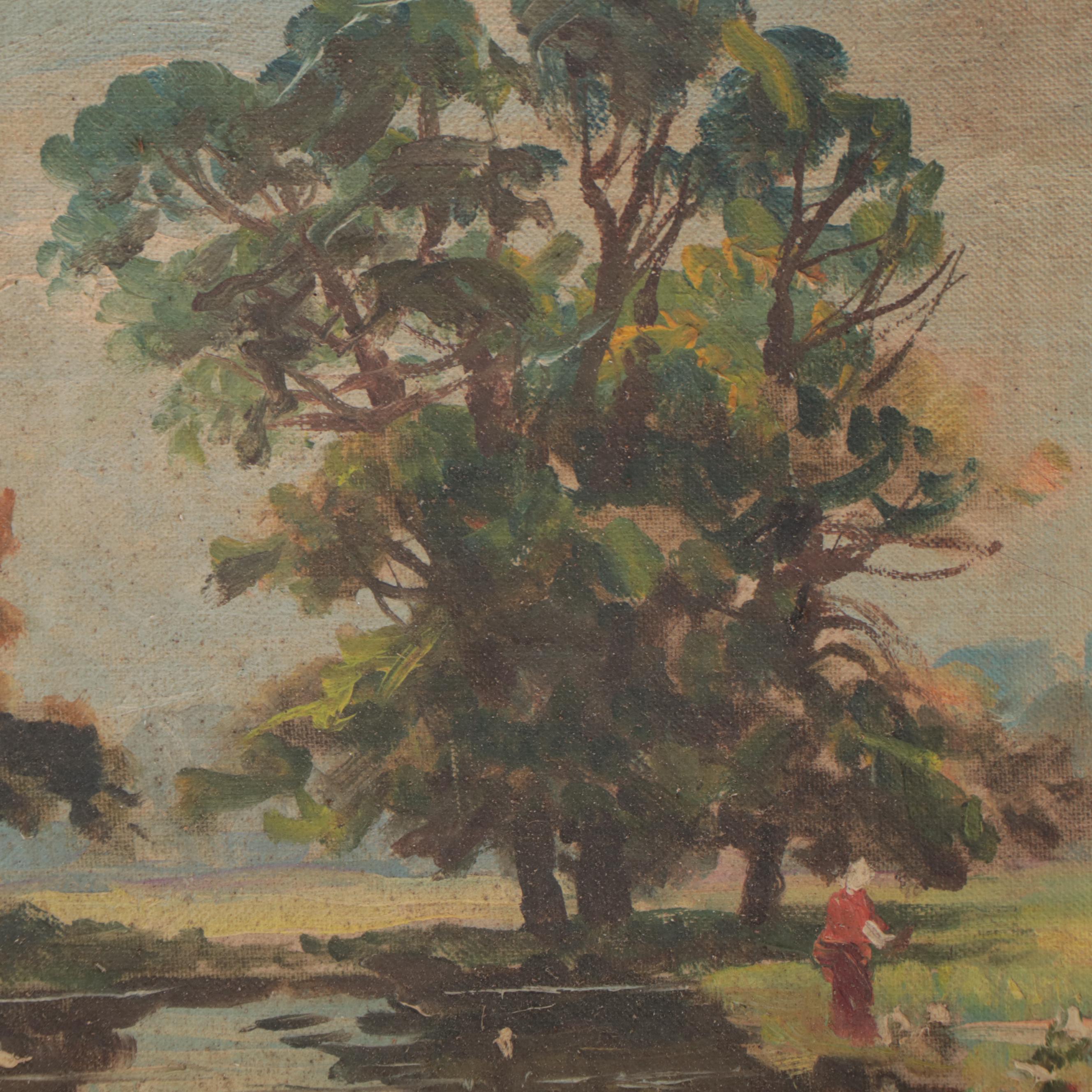 Pond Landscape Oil Painting