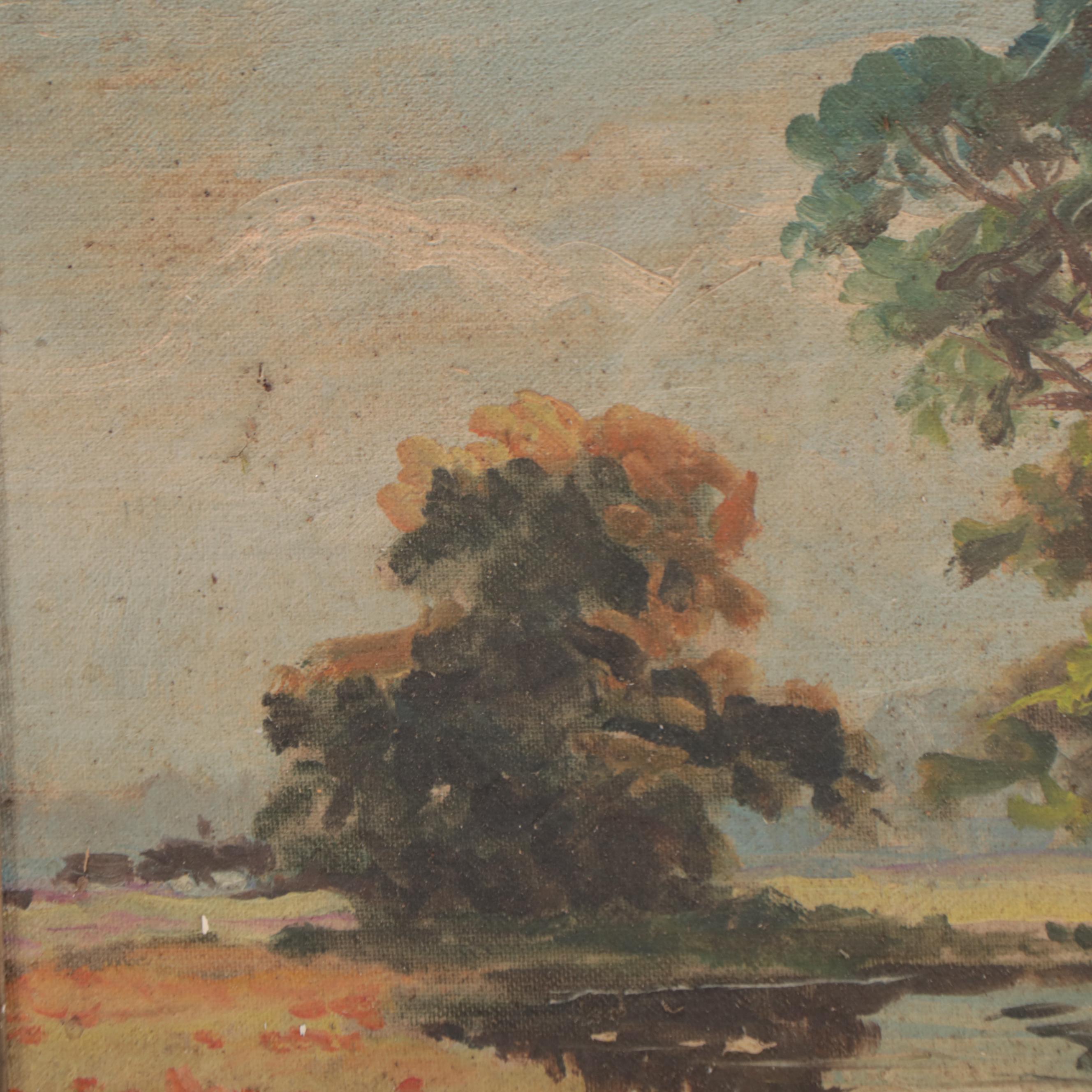 Pond Landscape Oil Painting