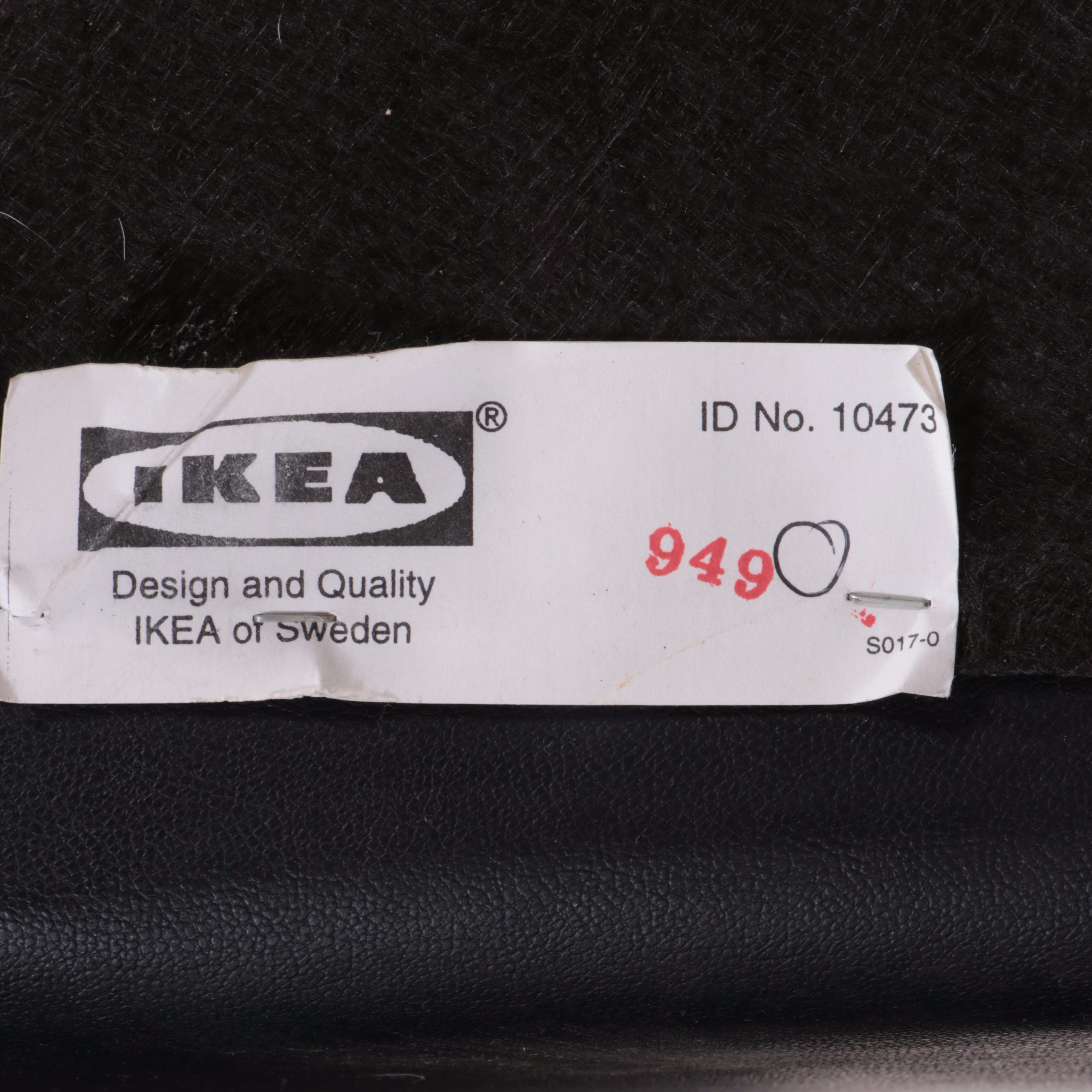 Pair of IKEA Modernist Style Black Vinyl Upholstered Loveseats