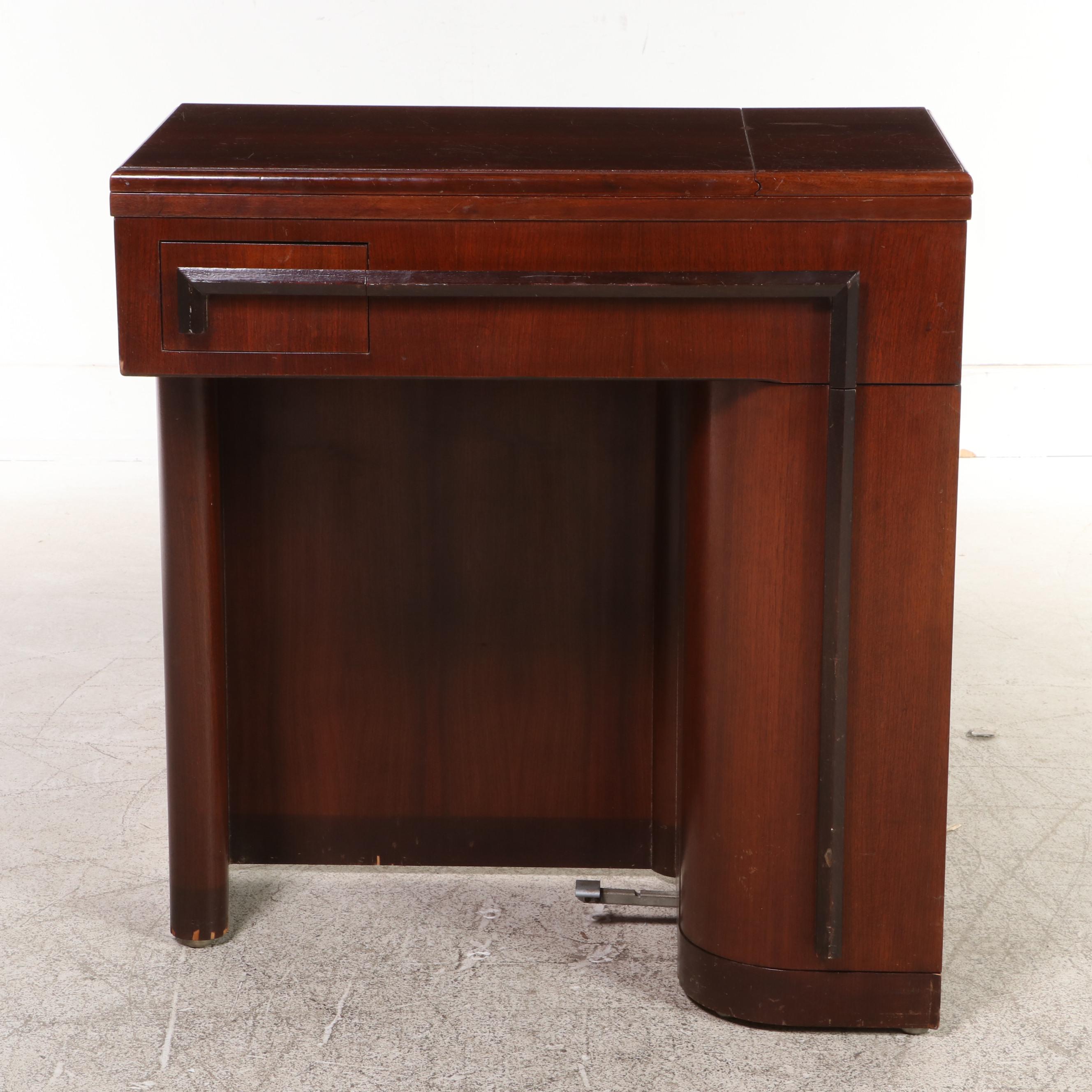 Singer Model 15-91 Sewing Machine in Mahogany Work Bench, 1950s