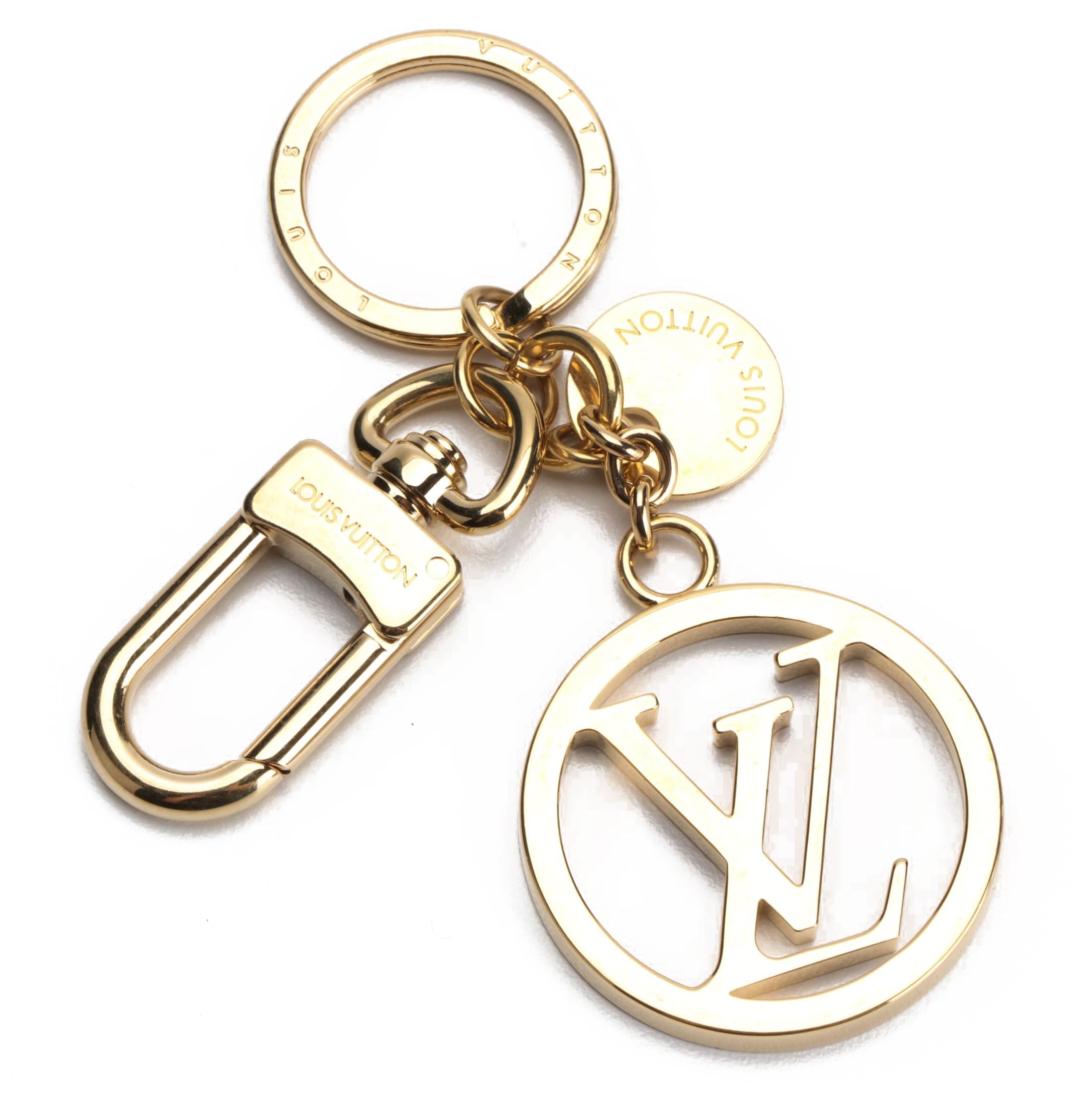 Louis Vuitton LV Circle Bag Charm Key Holder in Gold Tone Metal