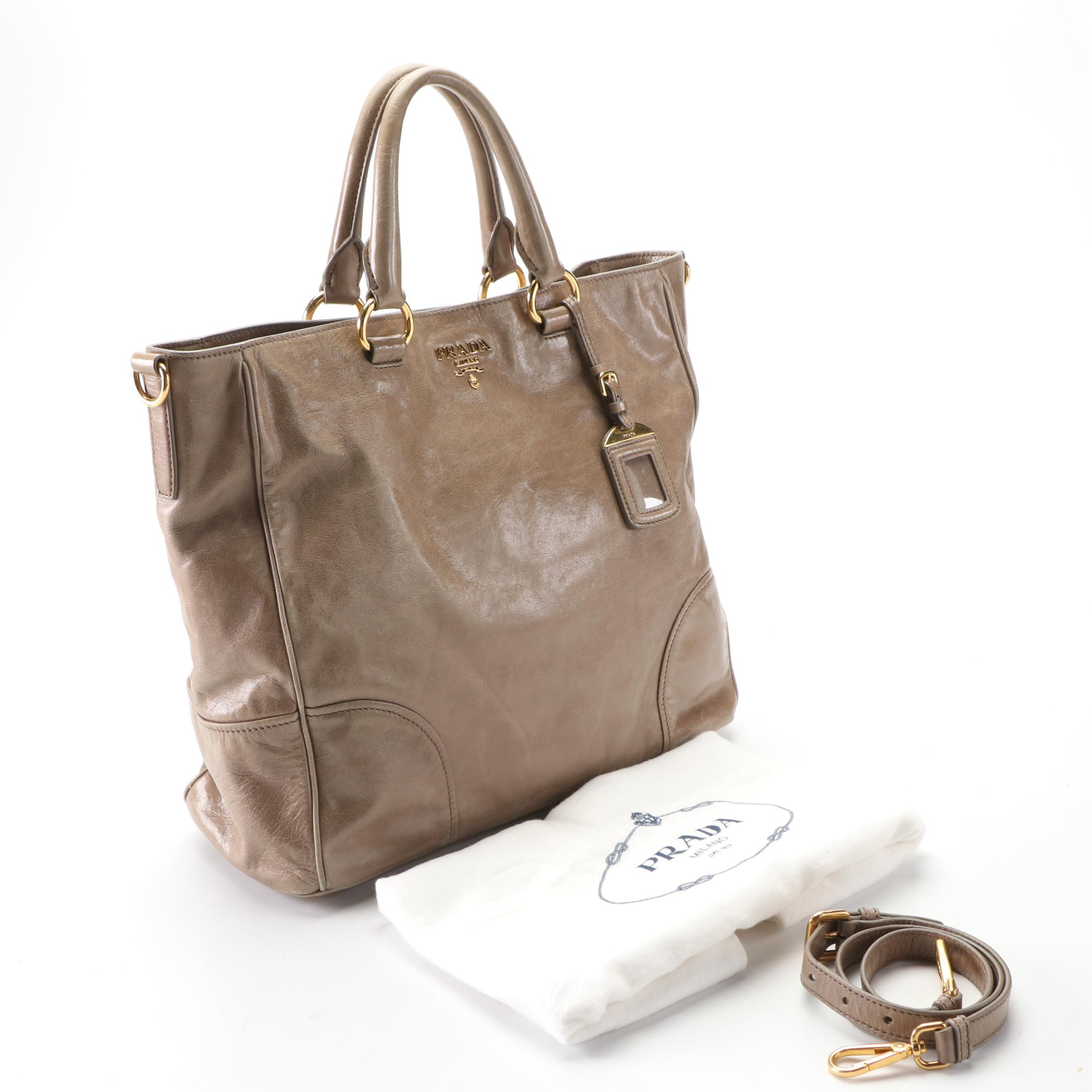 Prada Two-Way Tote Bag in Vitello Lux Leather