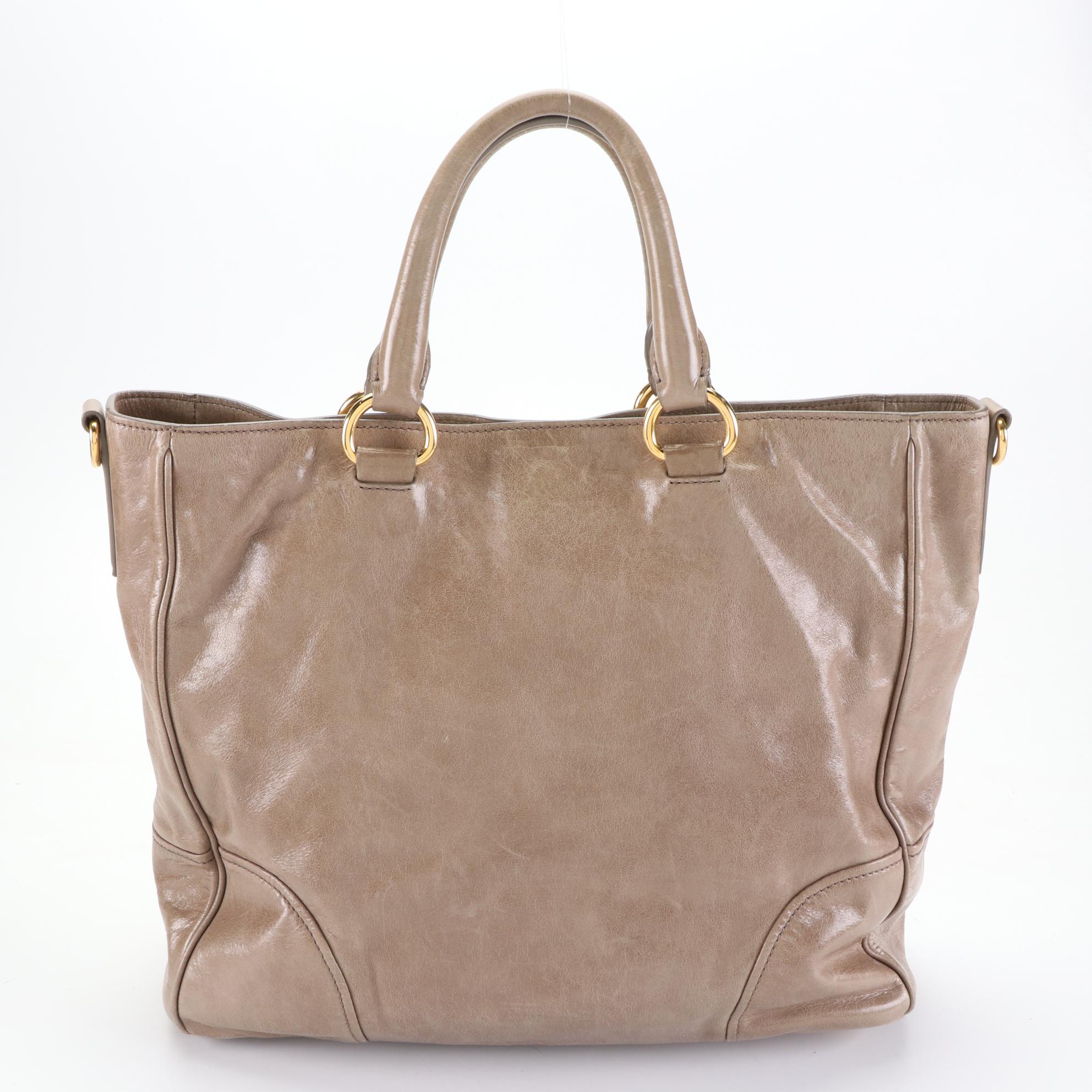Prada Two-Way Tote Bag in Vitello Lux Leather
