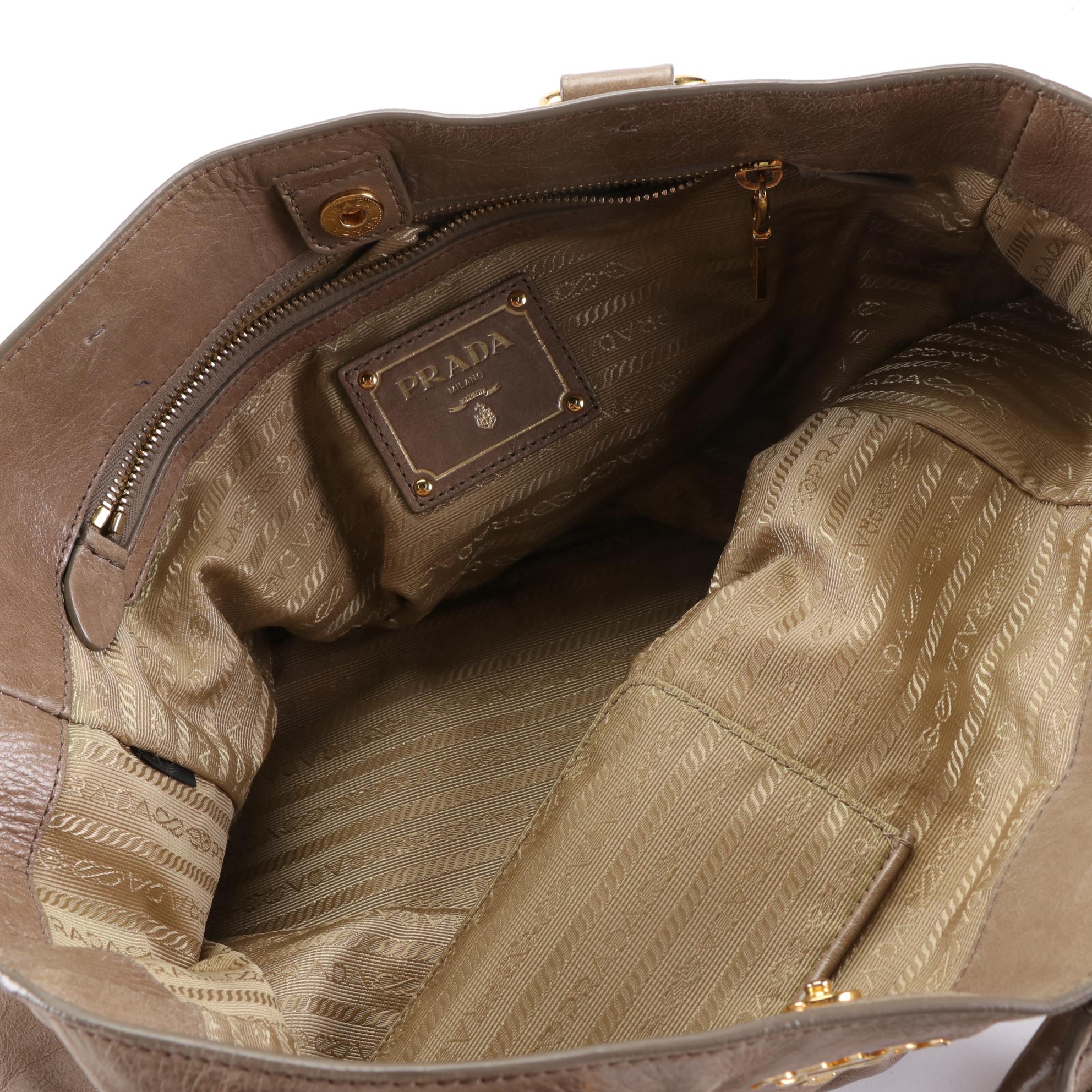 Prada Two-Way Tote Bag in Vitello Lux Leather