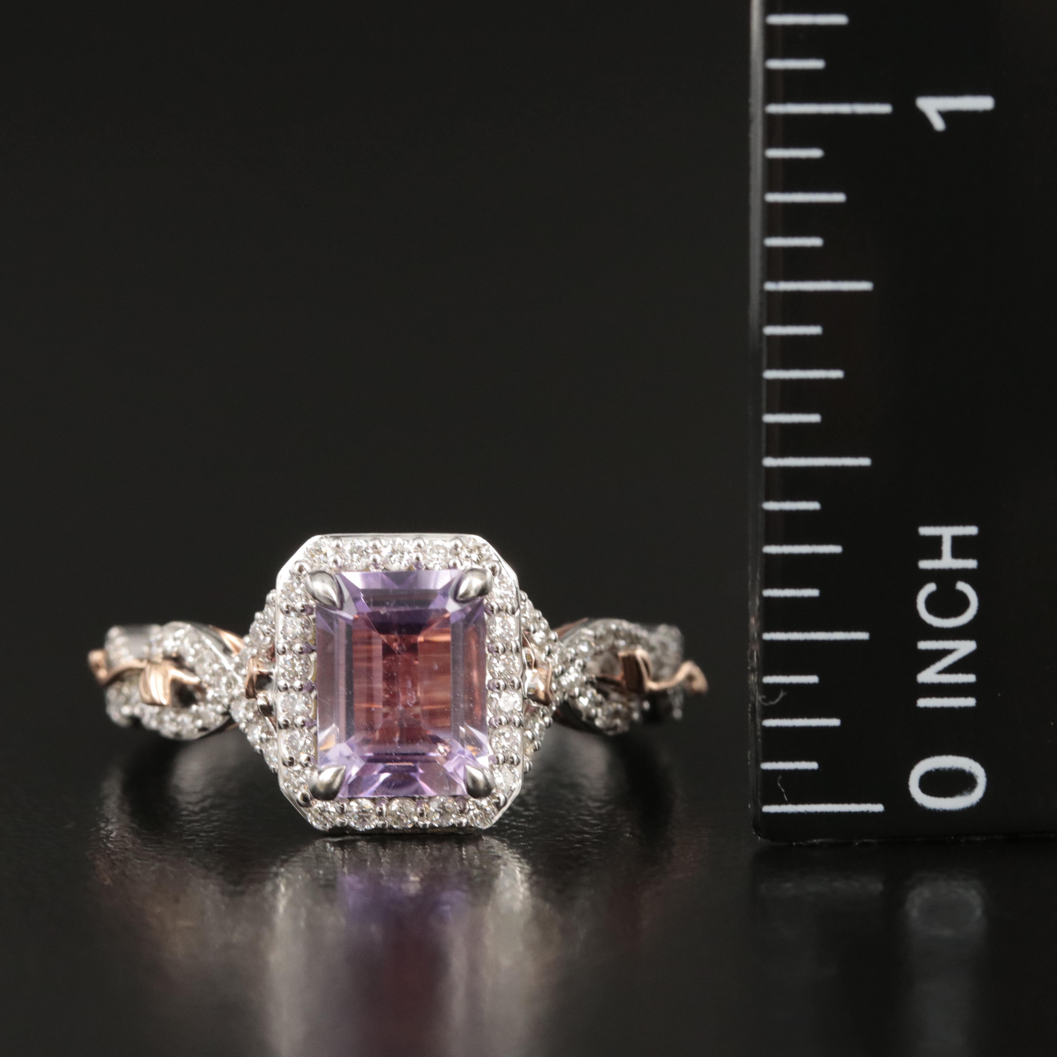 Enchanted Disney "Rapunzel" 14K Amethyst and Diamond Ring with Rose Accents