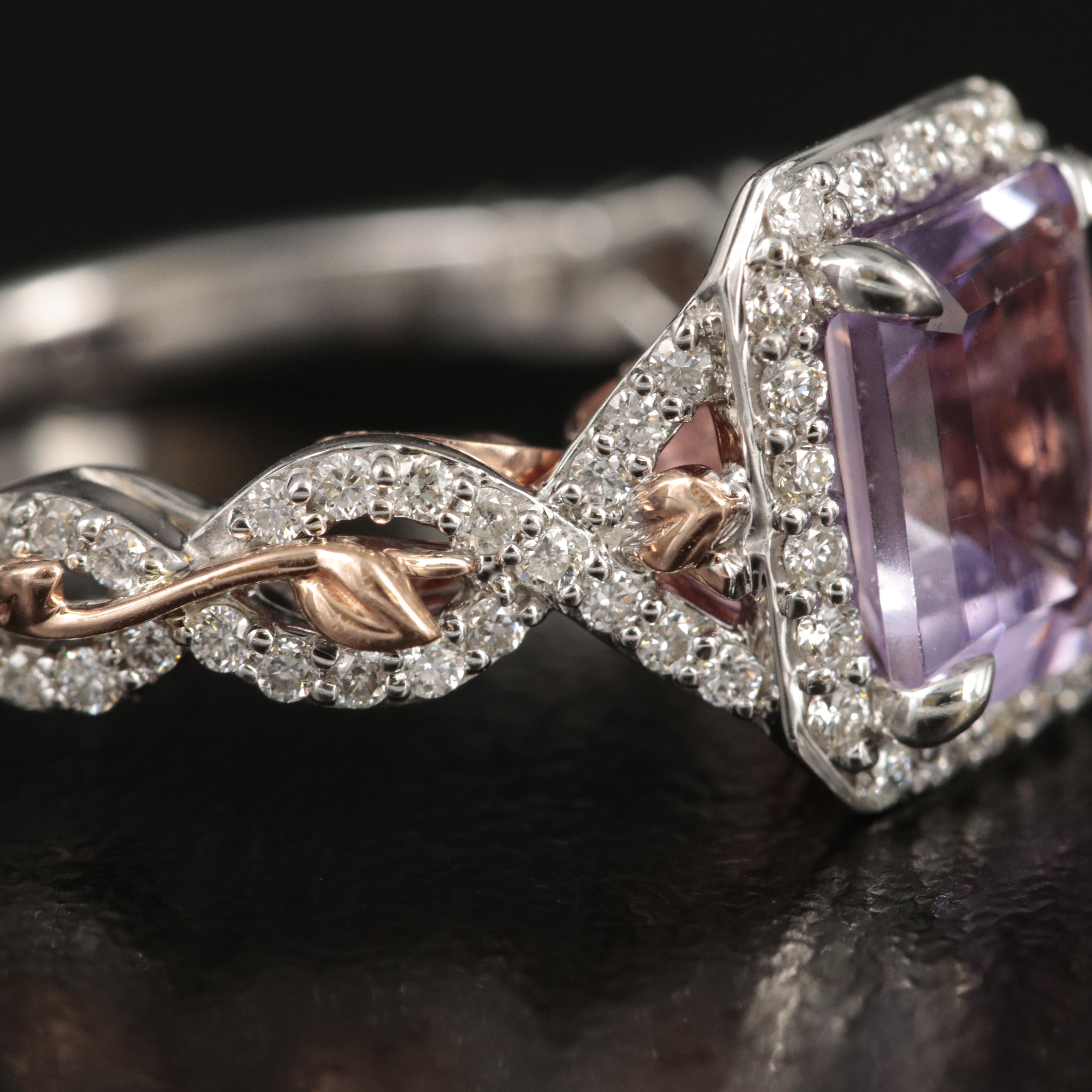 Enchanted Disney "Rapunzel" 14K Amethyst and Diamond Ring with Rose Accents
