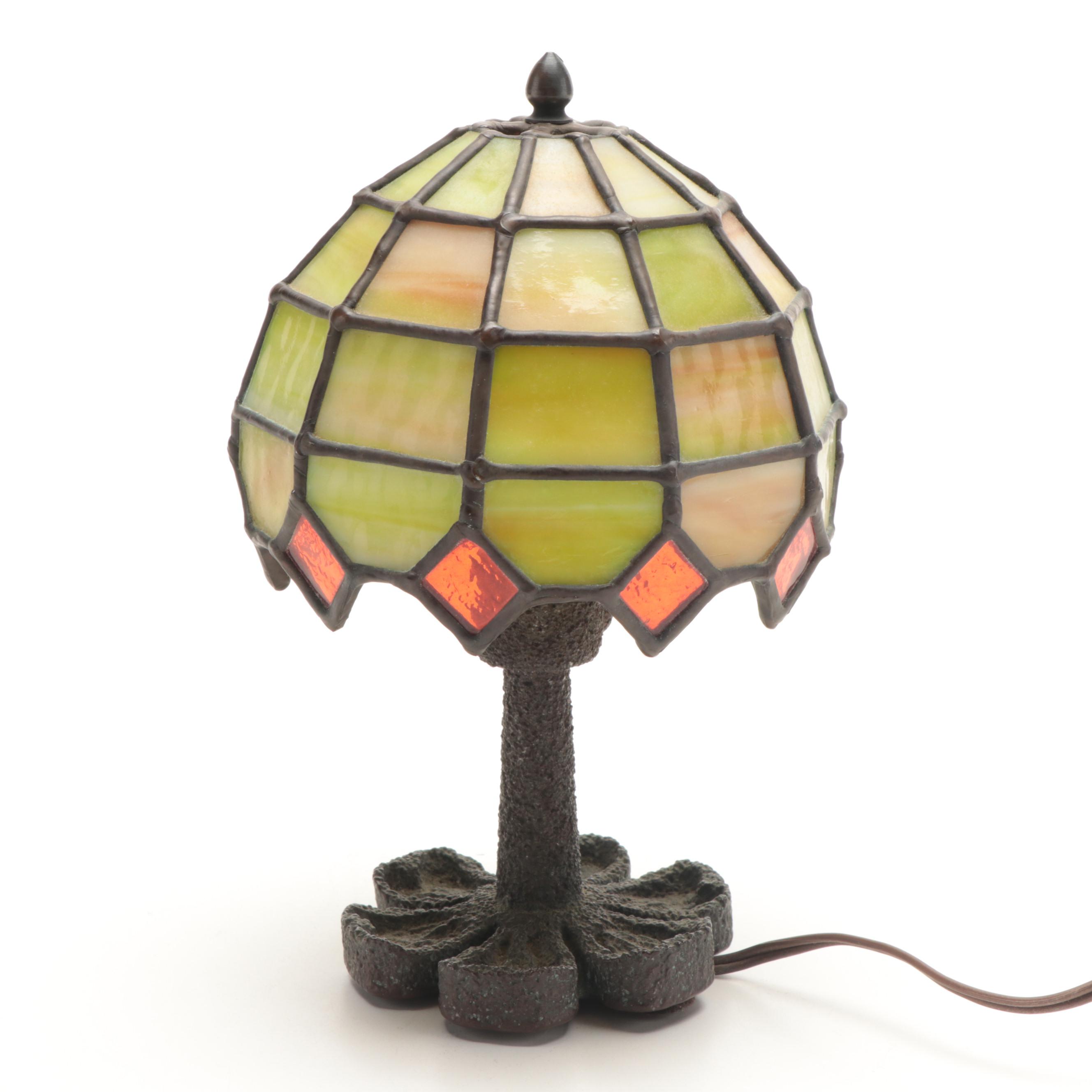 Artisan Made Stained Glass Accent Lamp, 1972