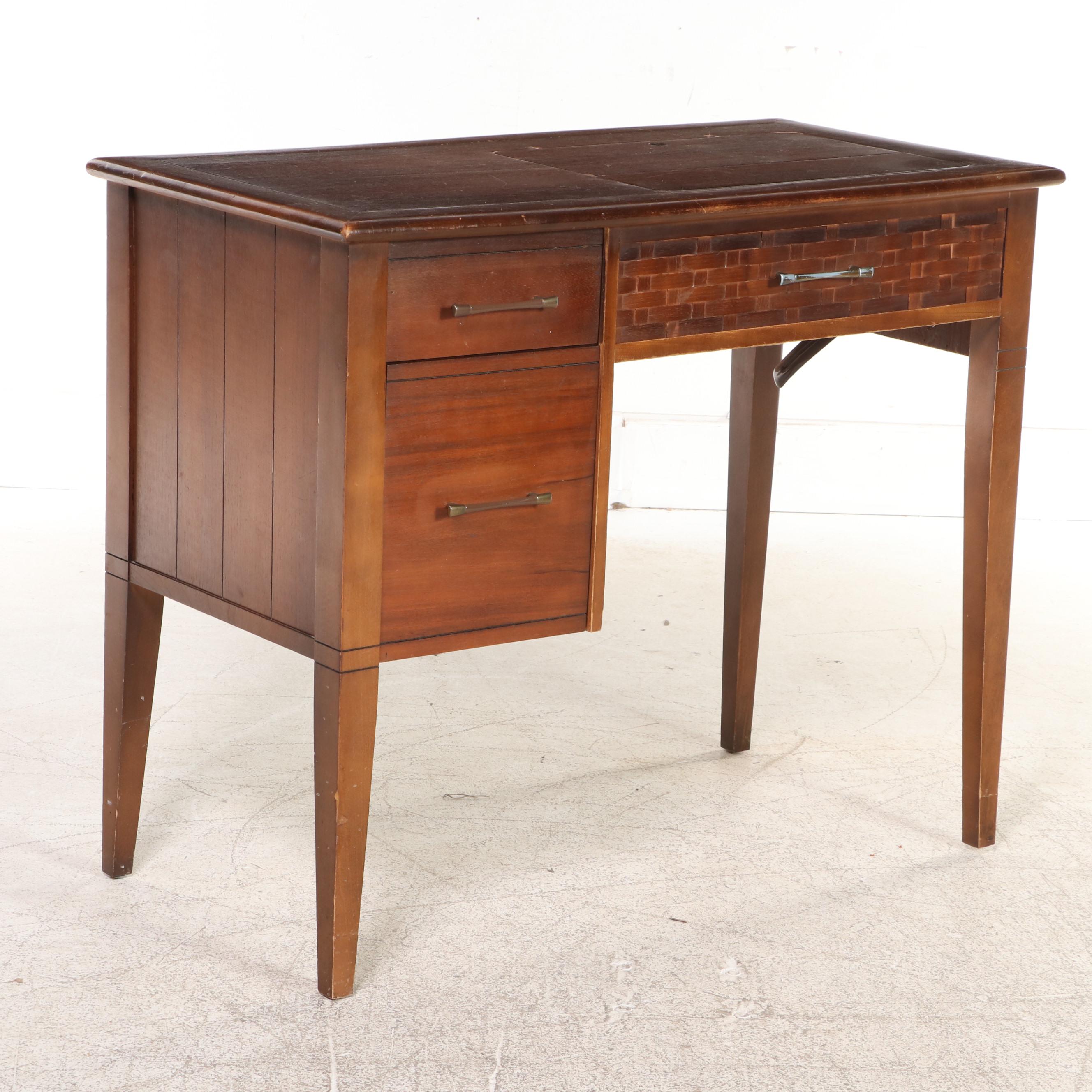 Mid Century Modern Walnut Sewing Desk with Chair, Mid-20th Century