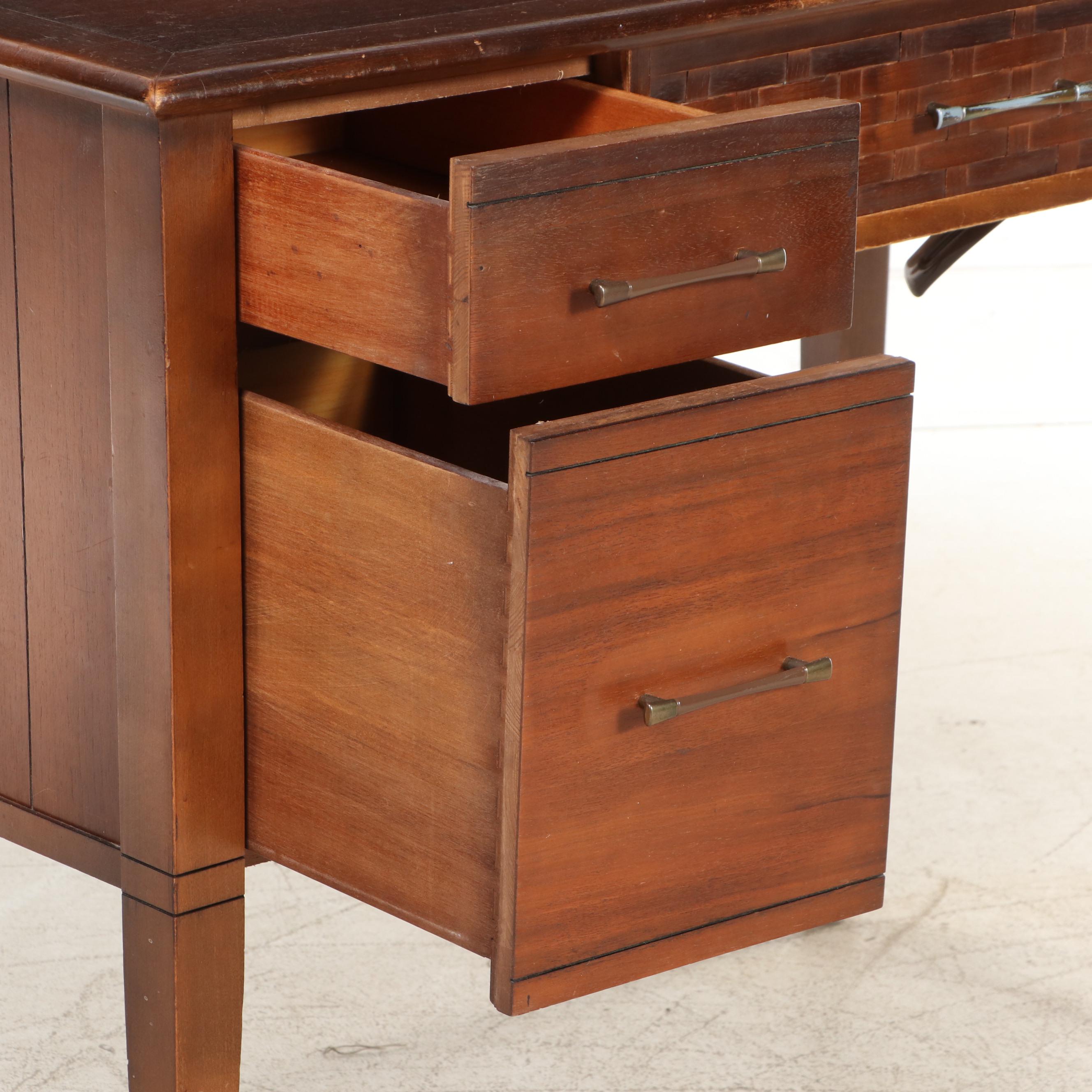 Mid Century Modern Walnut Sewing Desk with Chair, Mid-20th Century