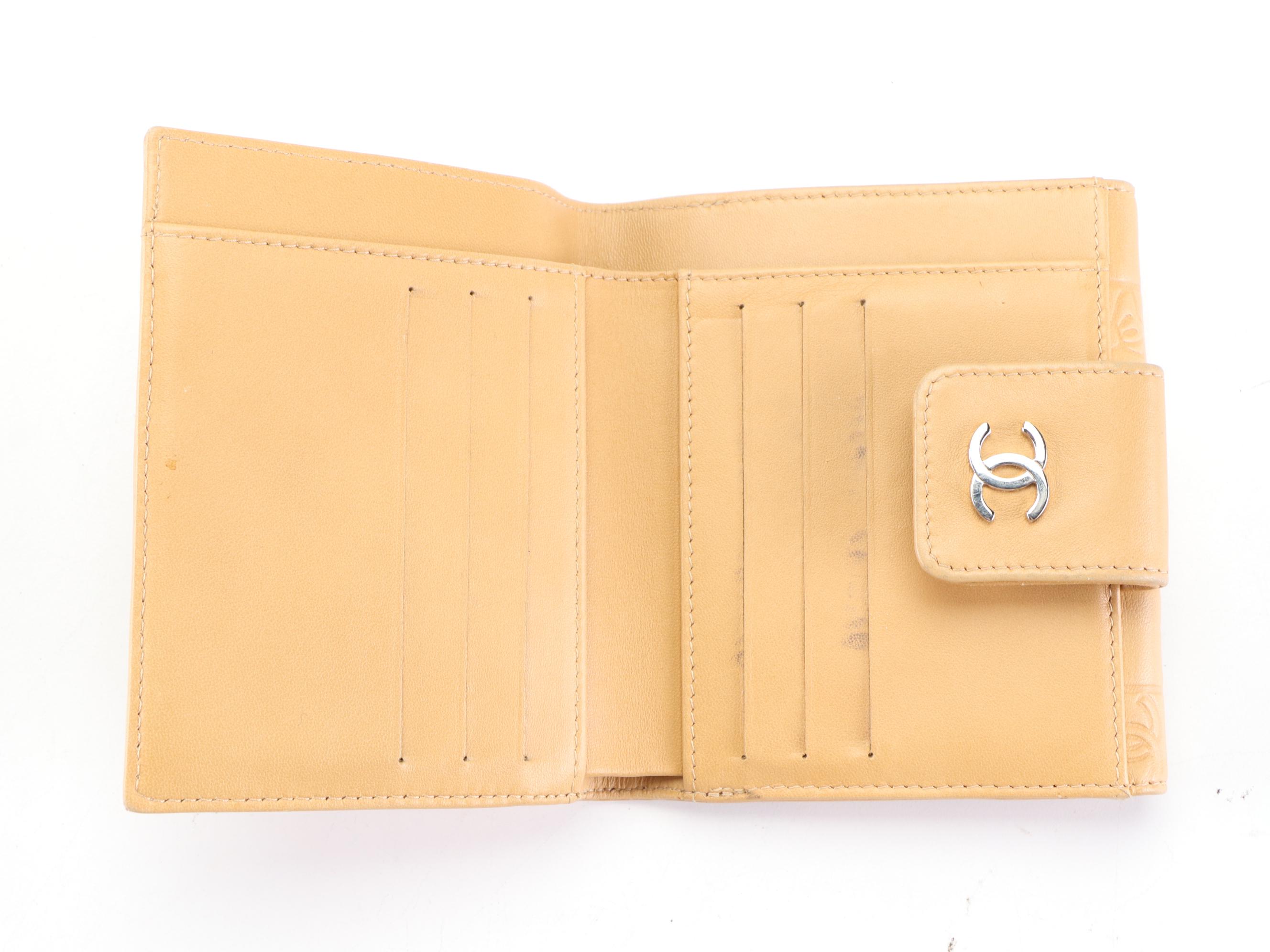 Chanel Trifold Wallet in Embossed Lambskin Leather with Box