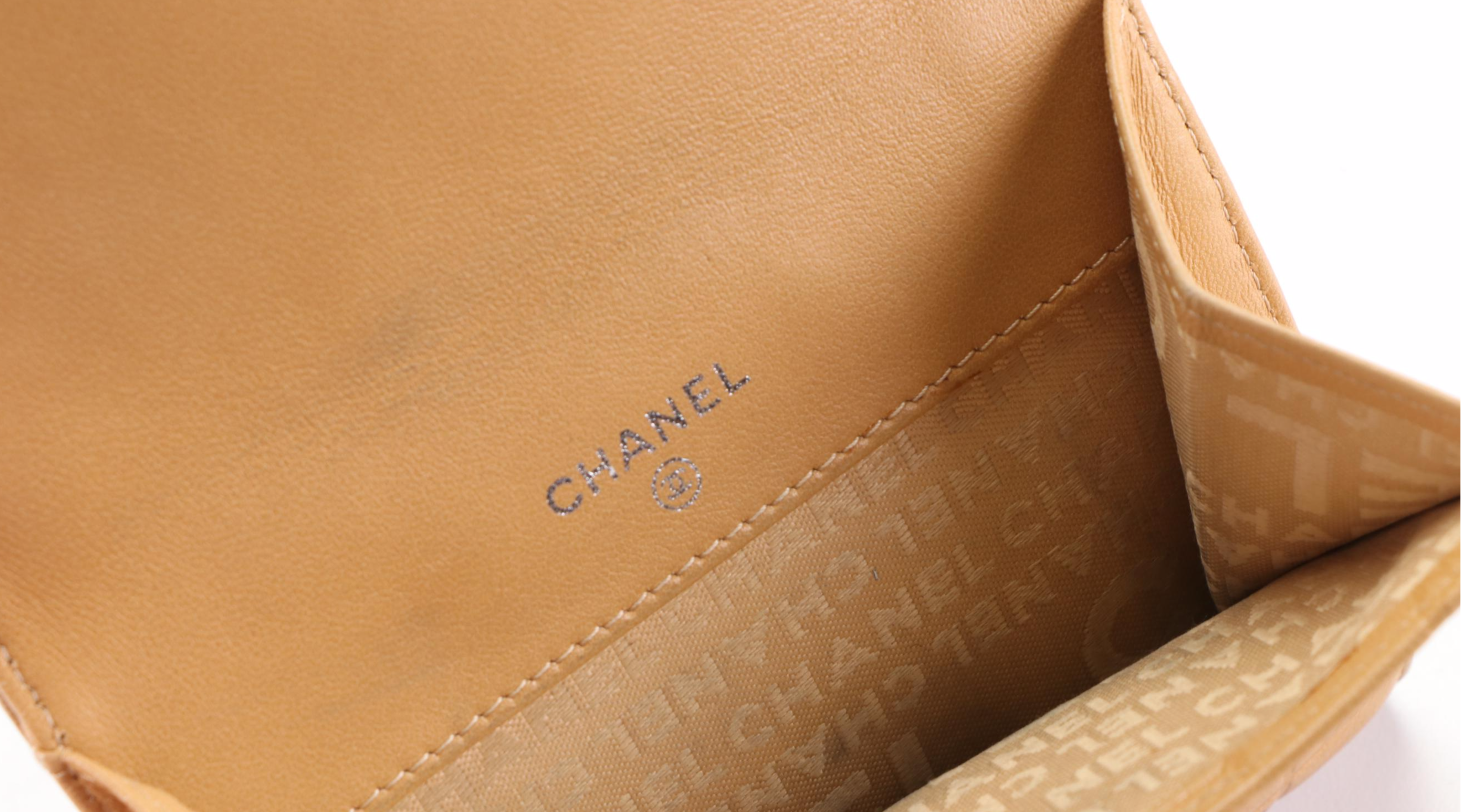 Chanel Trifold Wallet in Embossed Lambskin Leather with Box