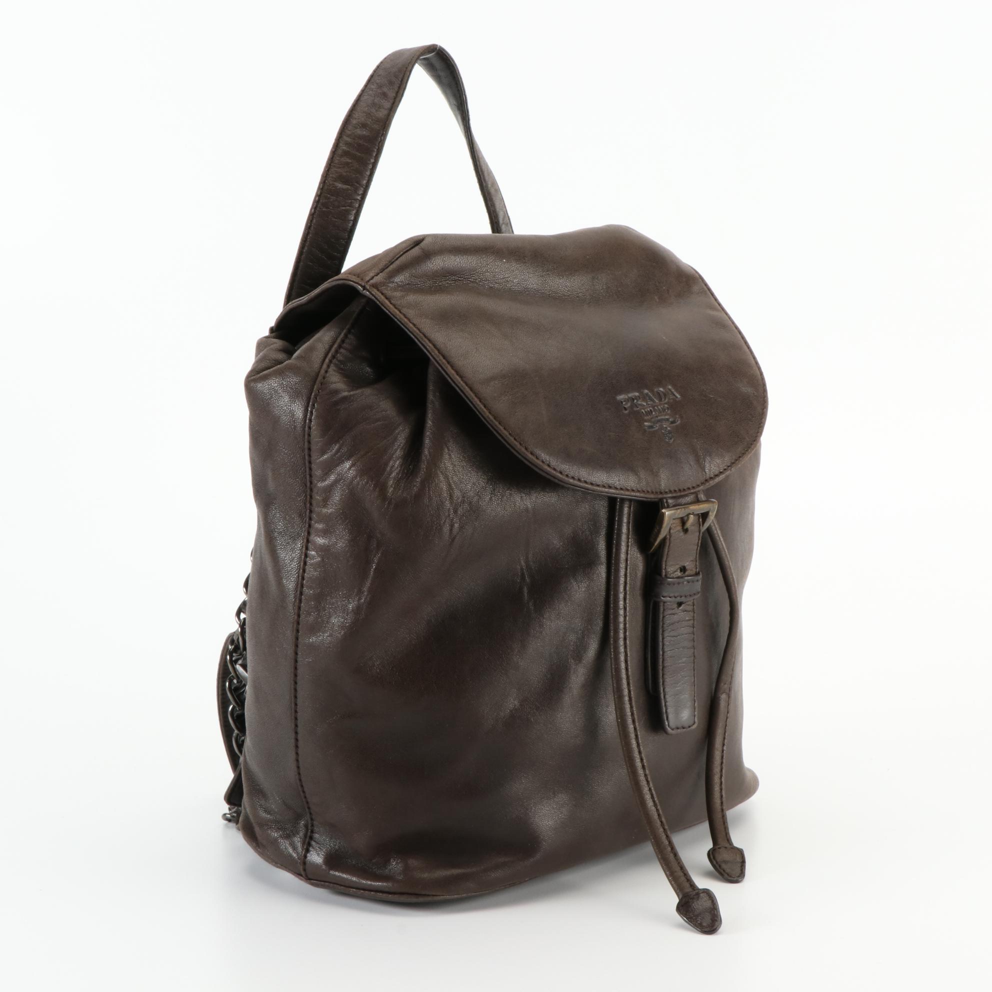 Prada Drawstring Knapsack in Soft Leather