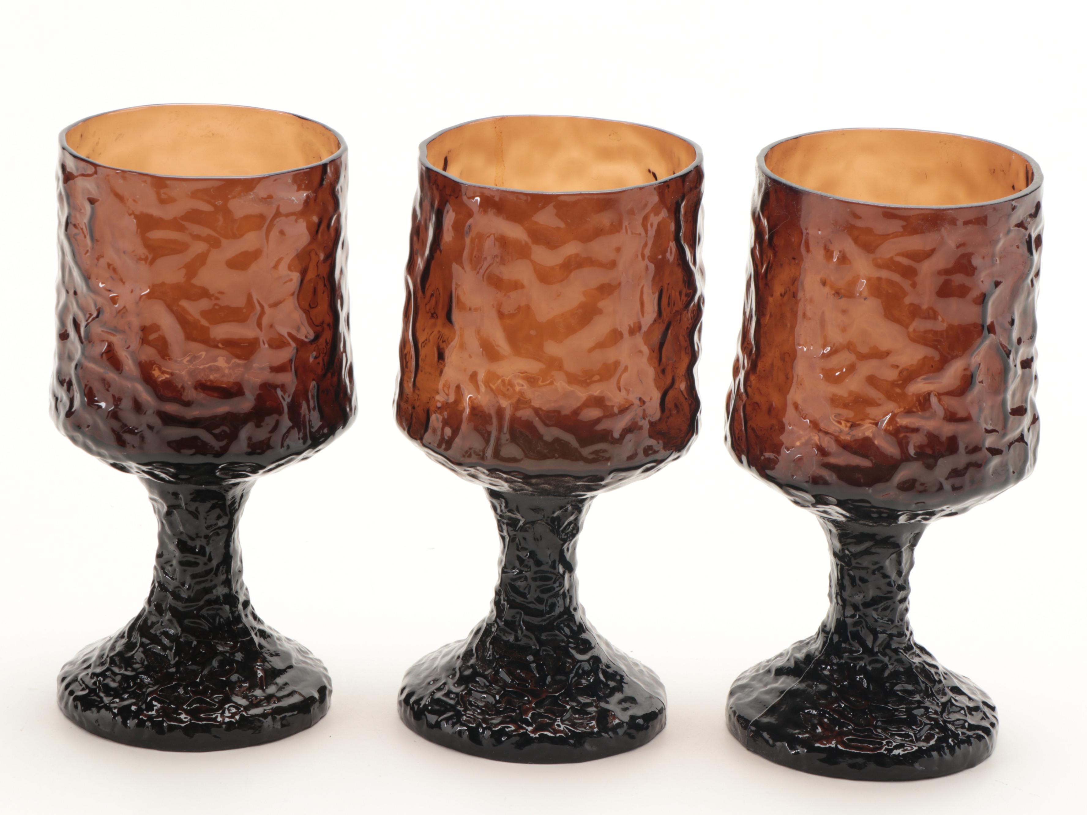 Lenox "Impromptu Brown" Crystal Wine Glasses and Other Smoke Brown Stemware