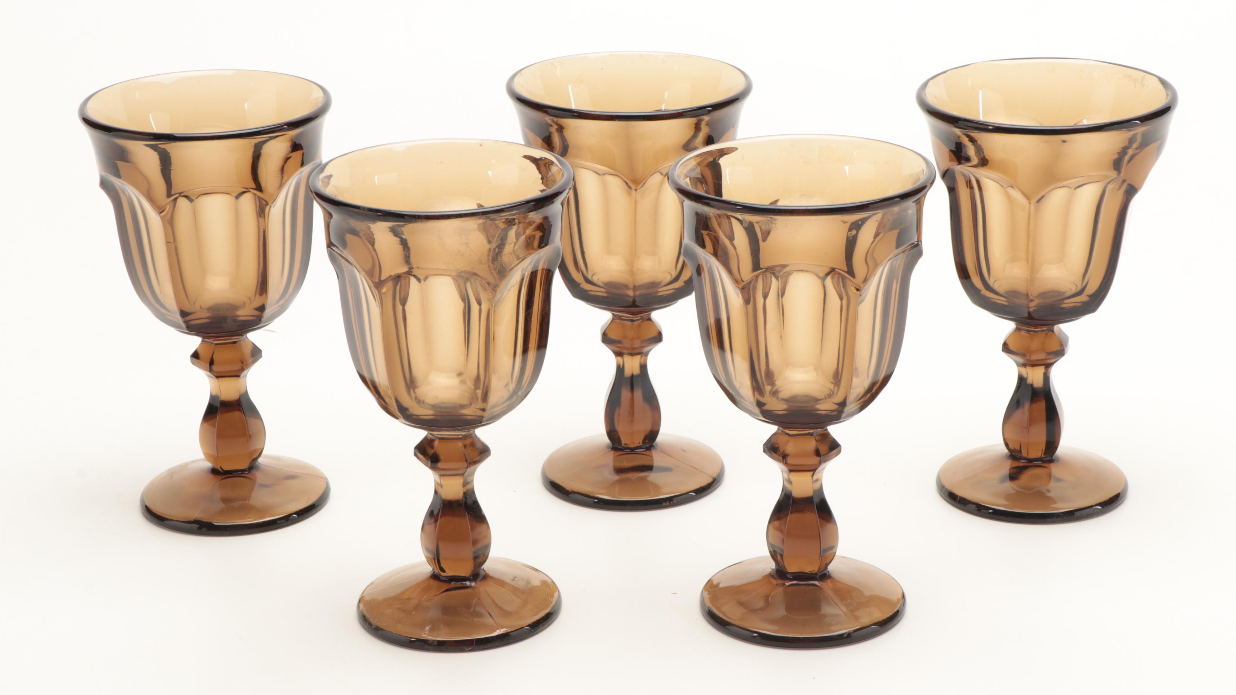 Lenox "Impromptu Brown" Crystal Wine Glasses and Other Smoke Brown Stemware