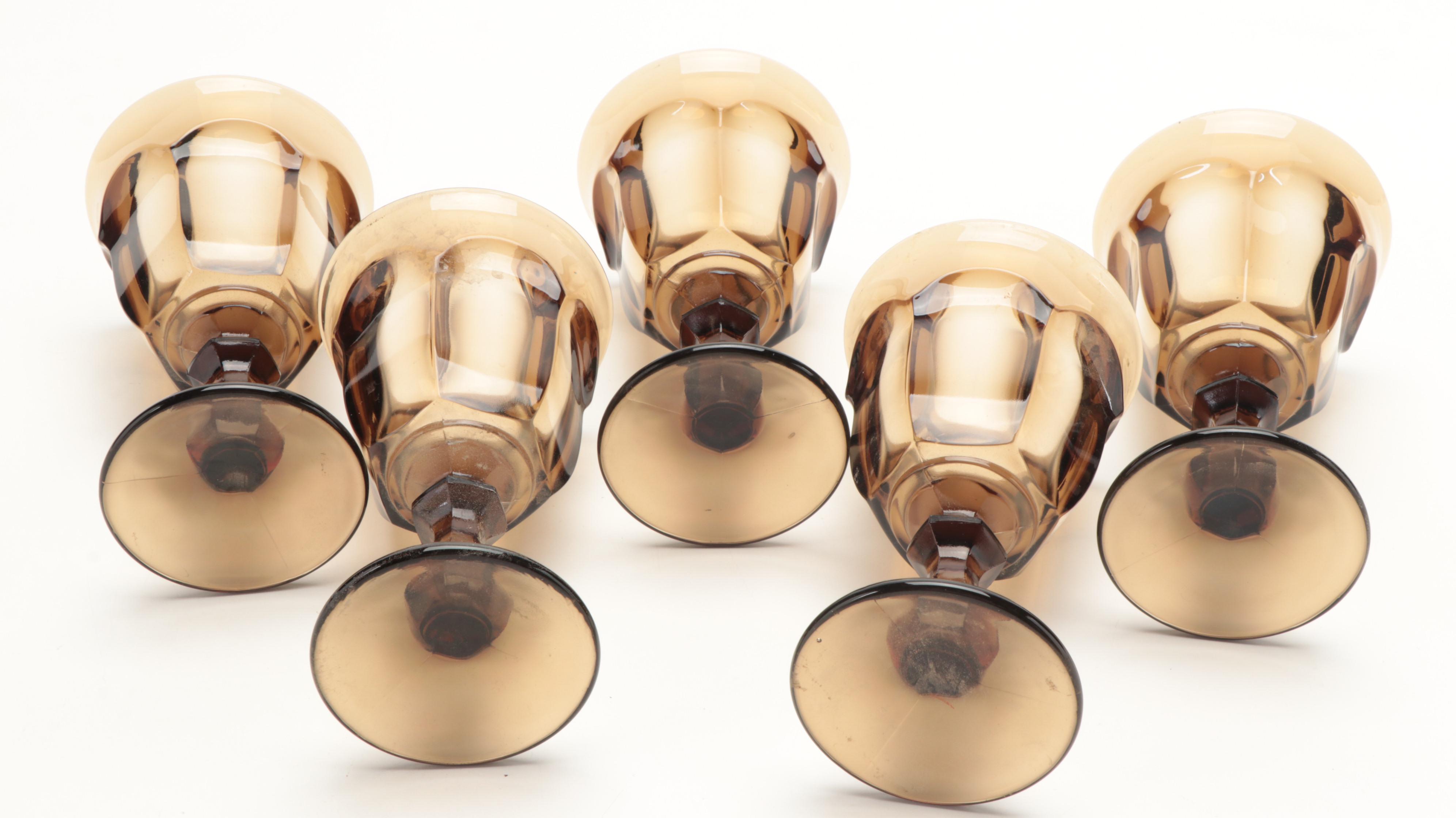 Lenox "Impromptu Brown" Crystal Wine Glasses and Other Smoke Brown Stemware